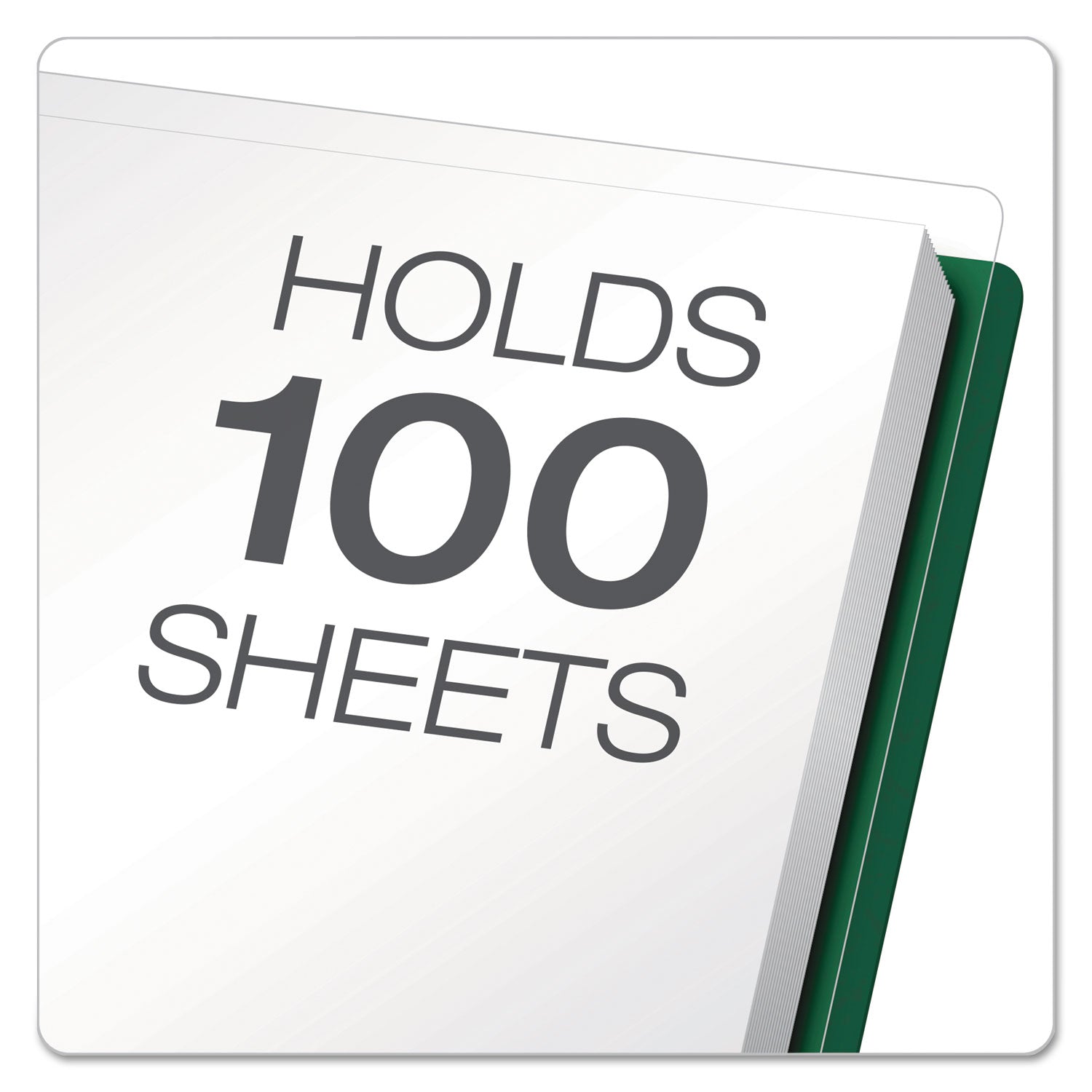 Oxford™ Clear Front Report Cover, Three-Prong Fastener, 0.5" Capacity, 8.5 X 11, Clear/ Hunter Green, 25/box