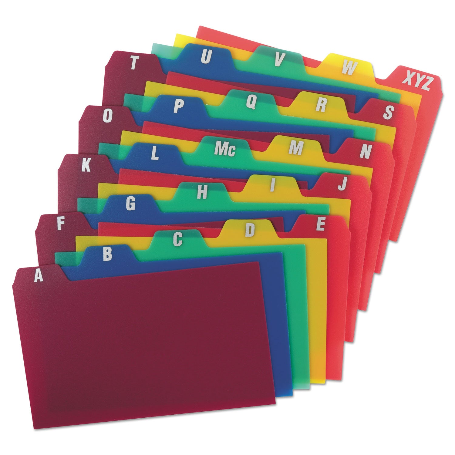 Oxford™ Durable Poly A-Z Card Guides, 1/5-Cut Top Tab, A To Z, 3 X 5, Assorted Colors, 25/set