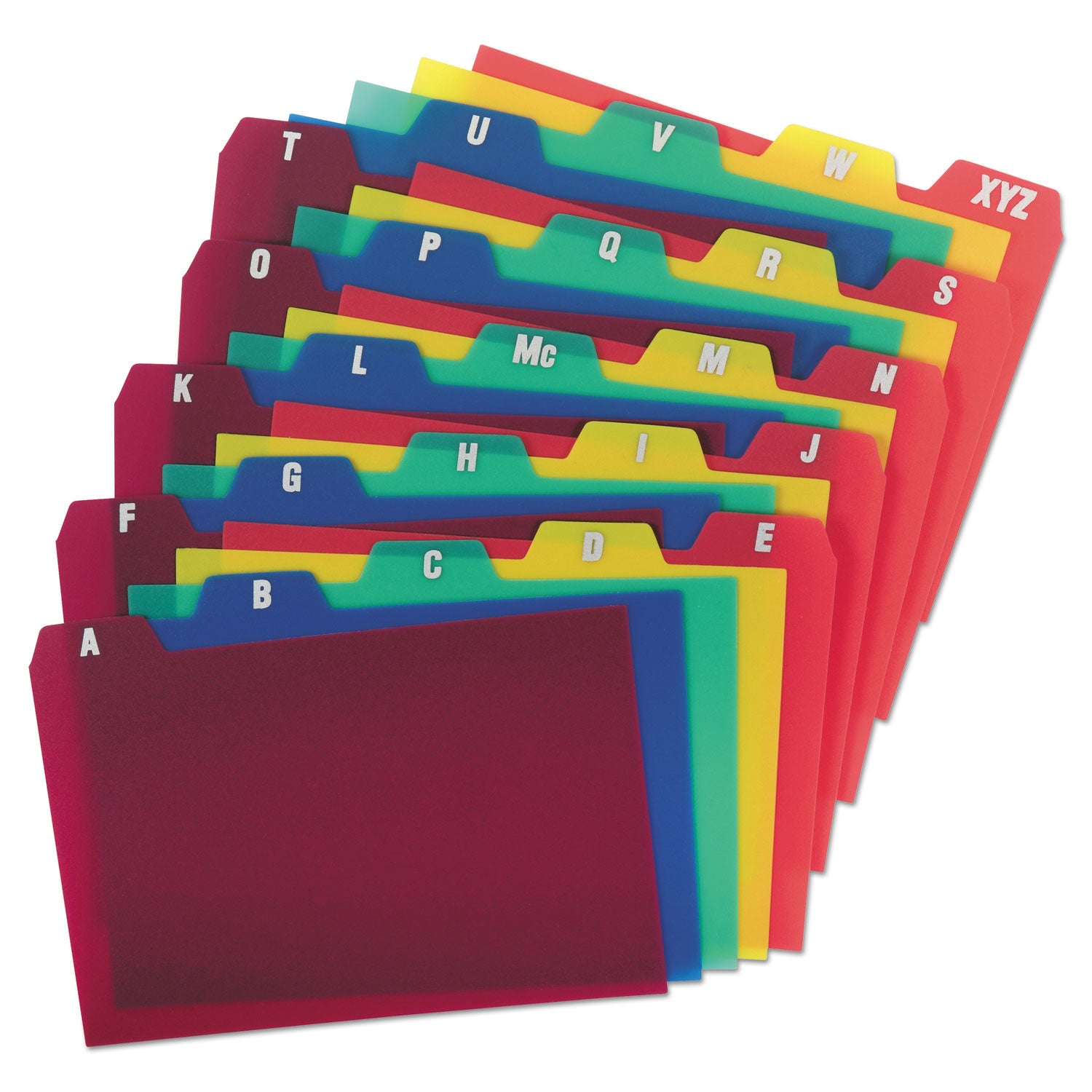 Oxford™ Durable Poly A-Z Card Guides, 1/5-Cut Top Tab, A To Z, 4 X 6, Assorted Colors, 25/set