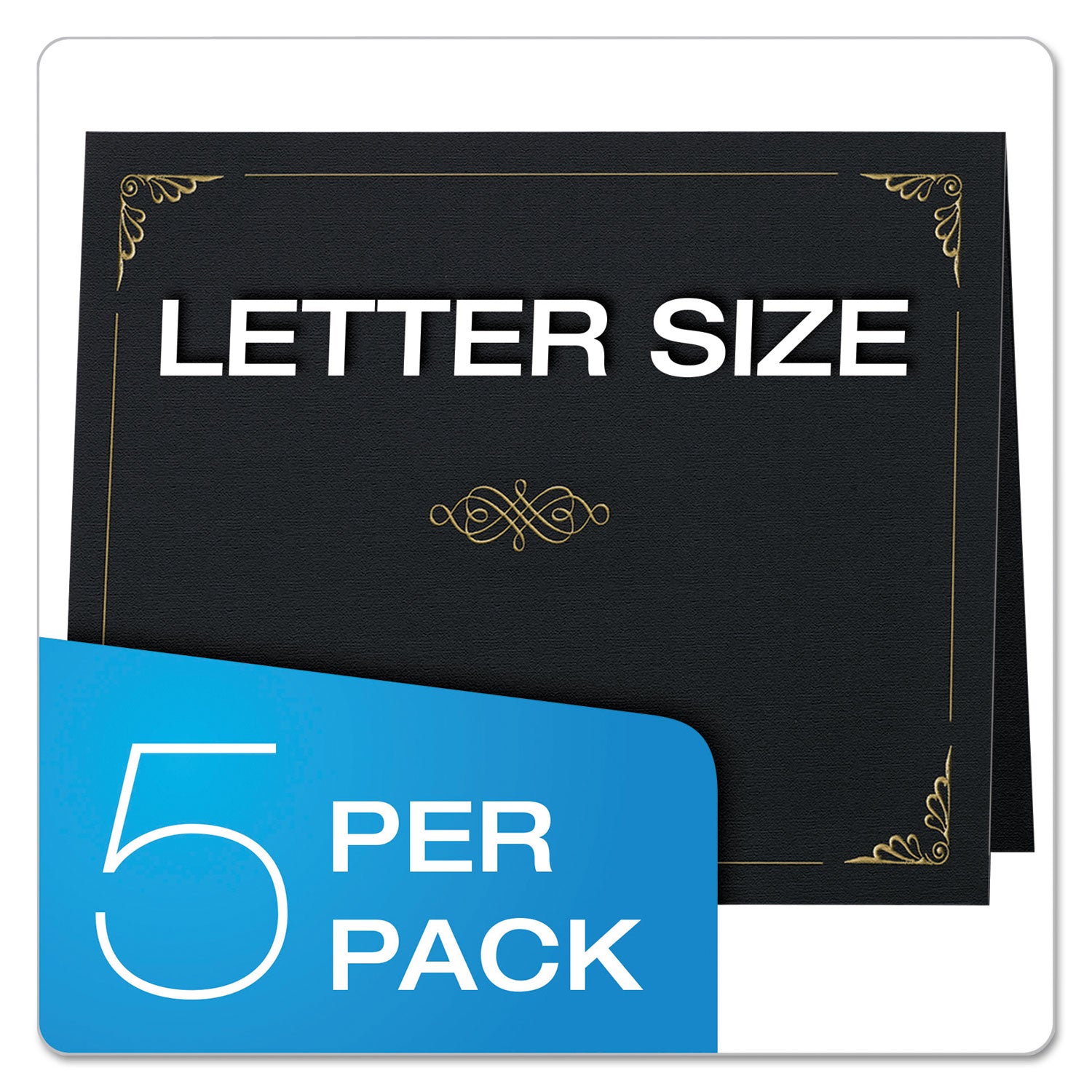 Oxford™ Certificate Holder, 11.25 x 8.75, Black, 5/Pack