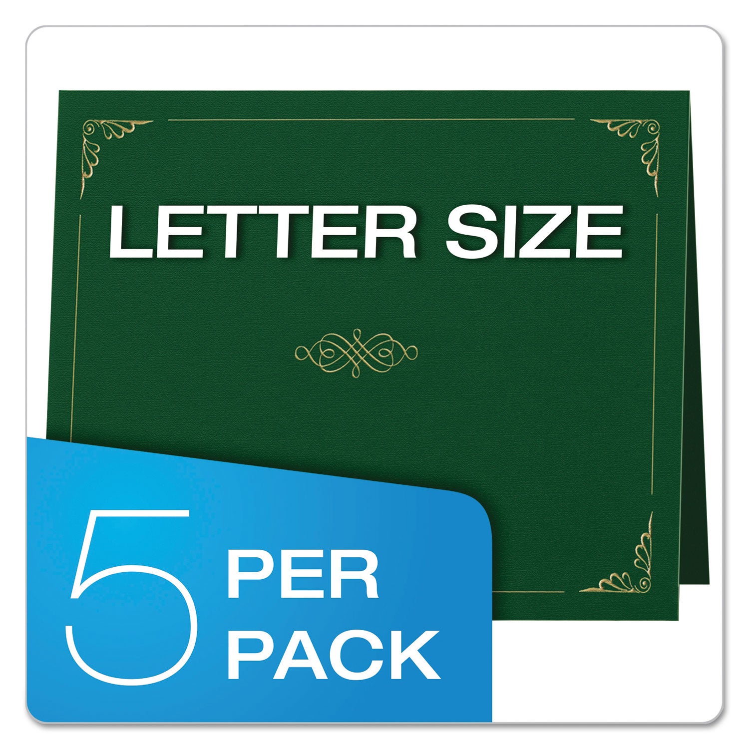 Oxford™ Certificate Holder, 11.25 x 8.75, Green, 5/Pack