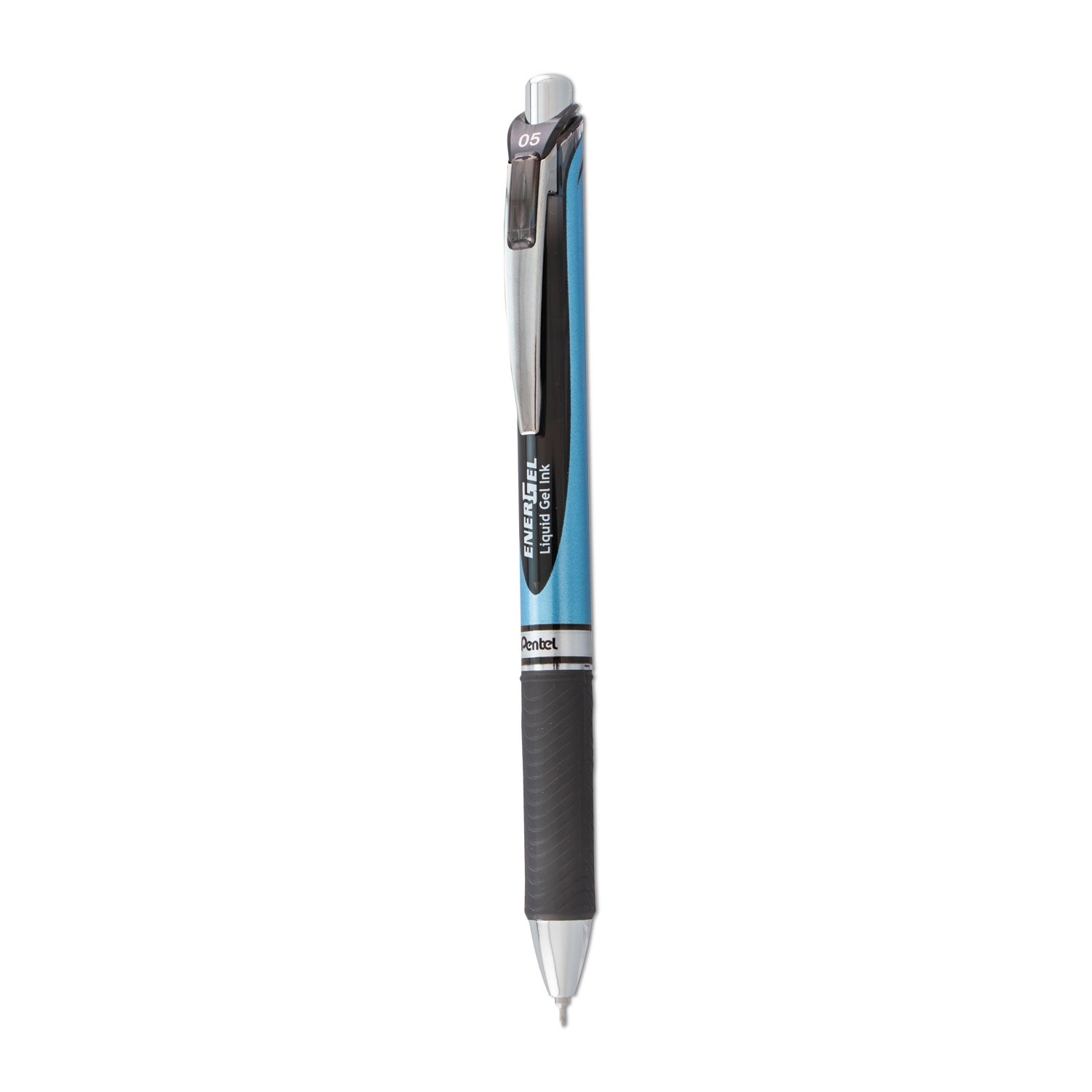 EnerGel RTX Gel Pen, Retractable, Fine 0.5 mm Needle Tip, Black Ink, Black/Blue Barrel