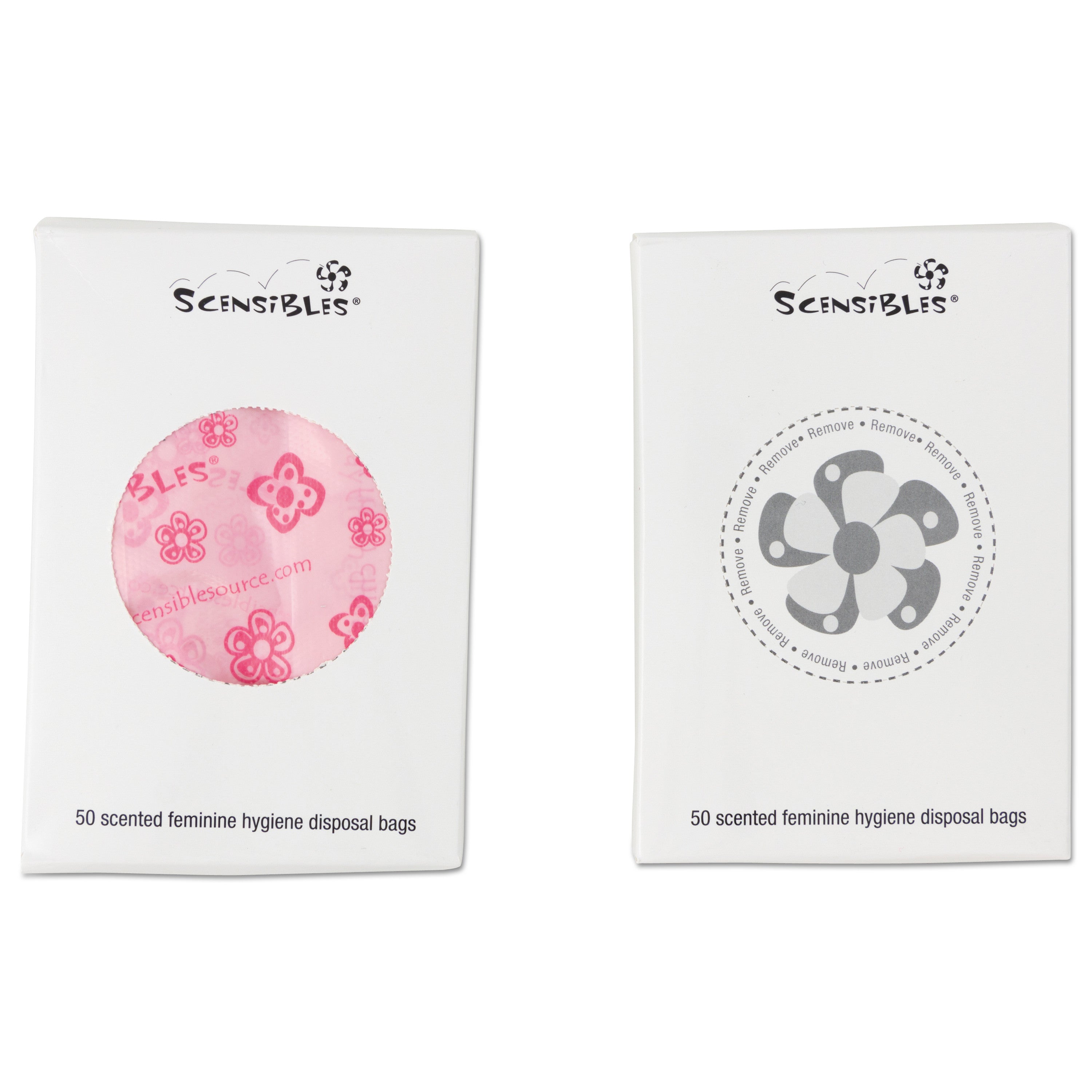 Scensibles Personal Disposal Bags, 3.38" x 2" x 9.75", Pink, 50 Bags/Box, 24 Boxes/Carton