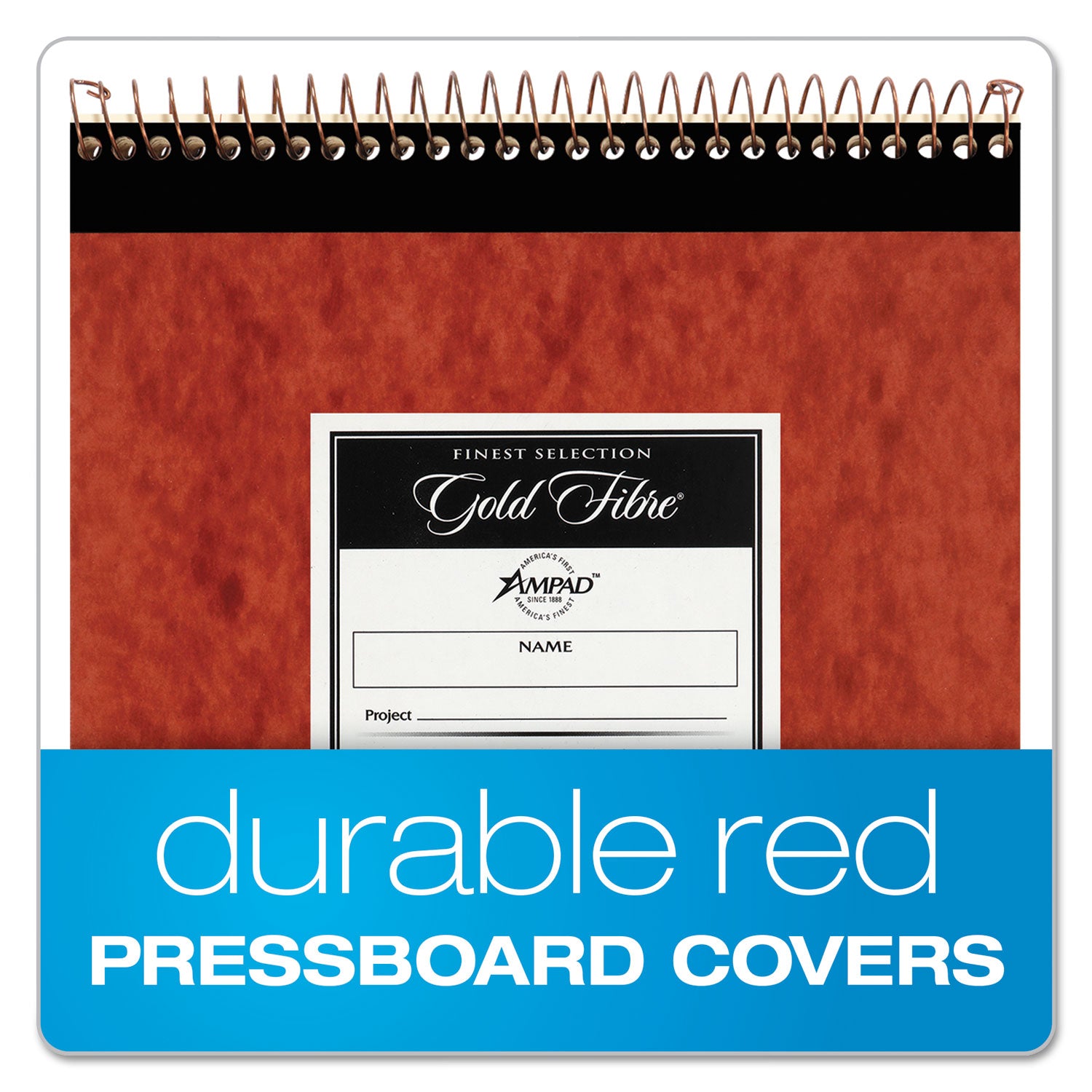 Ampad® Gold Fibre Retro Wirebound Writing Pads, Wide/Legal and Quadrille Rule, Red Cover, 70 White 8.5 x 11.75 Sheets