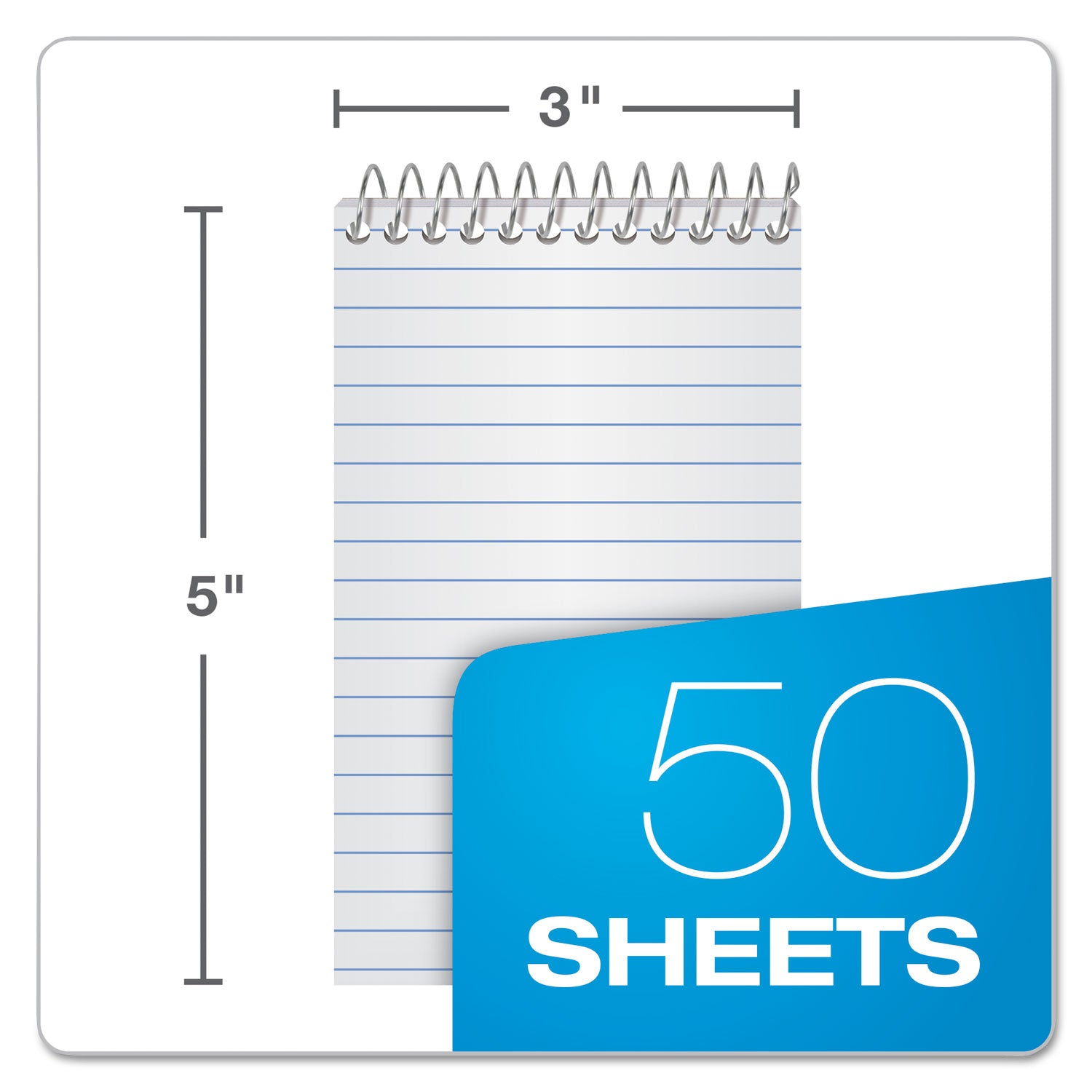 Ampad® Memo Pads, Narrow Rule, Randomly Assorted Cover Colors, 50 White 3 X 5 Sheets