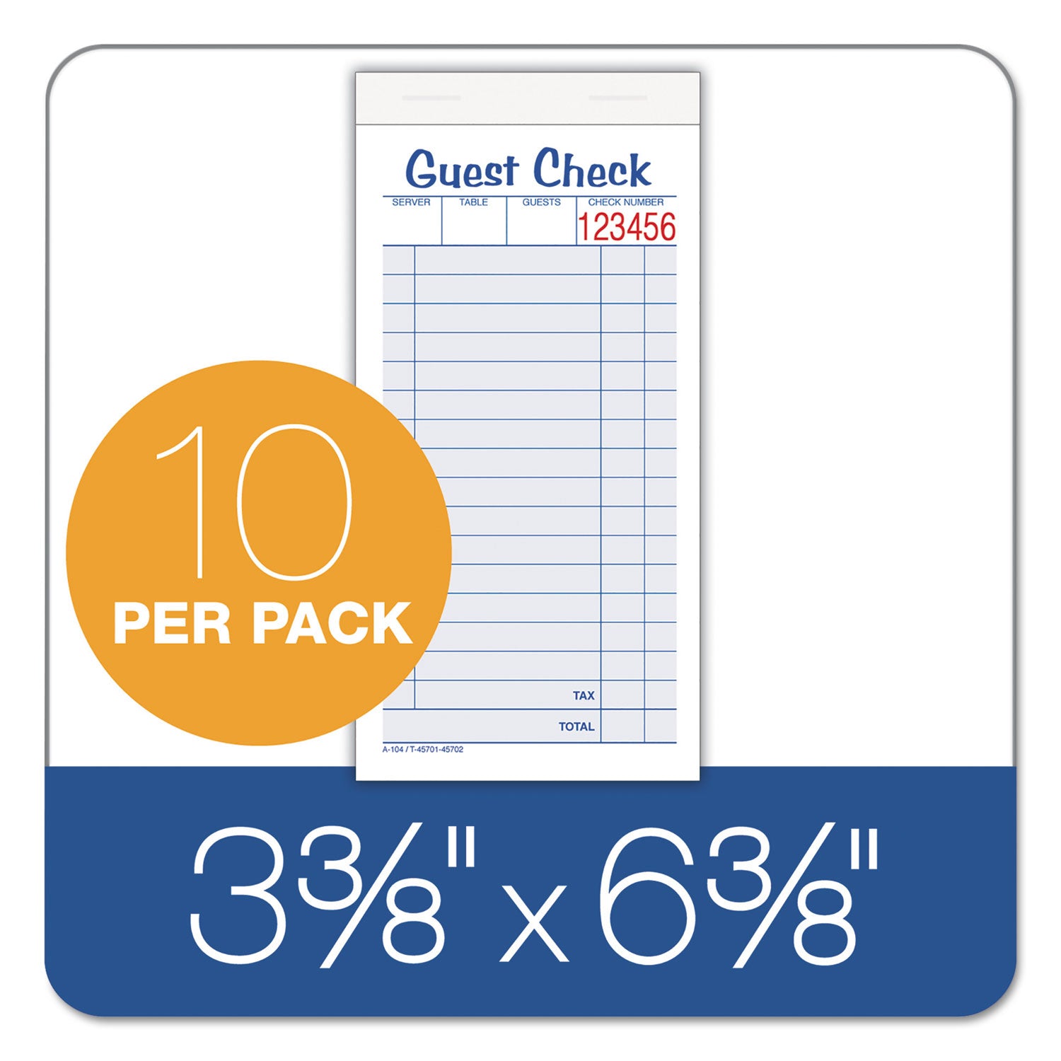 Adams® Multi-Part Guest Check Pad, Two-Part Carbonless, 3.38 x 6.38, 50 Forms Total