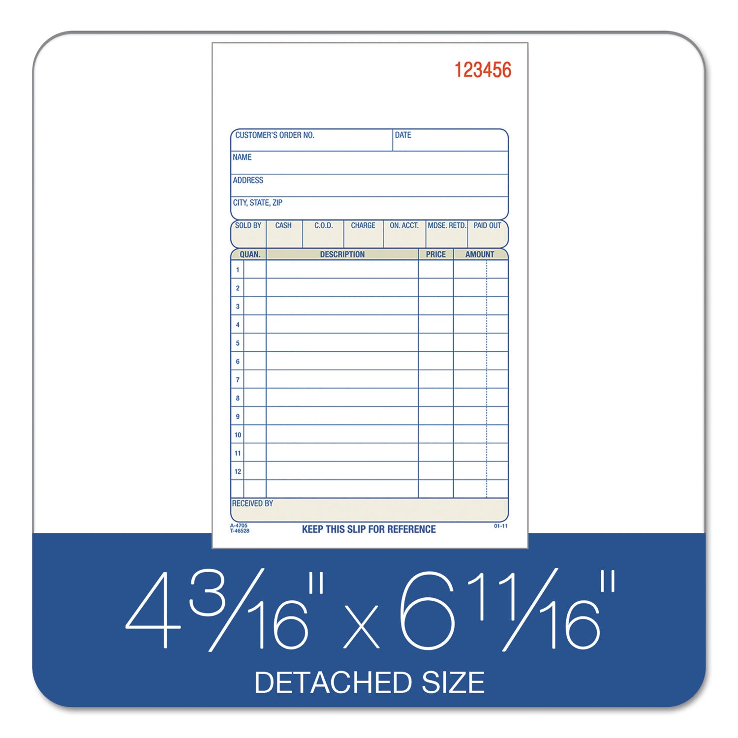 Adams® Multipart Sales Order Pad, 12 Lines, Two-Part Carbonless, 4.19 x 6.69, 50 Forms Total