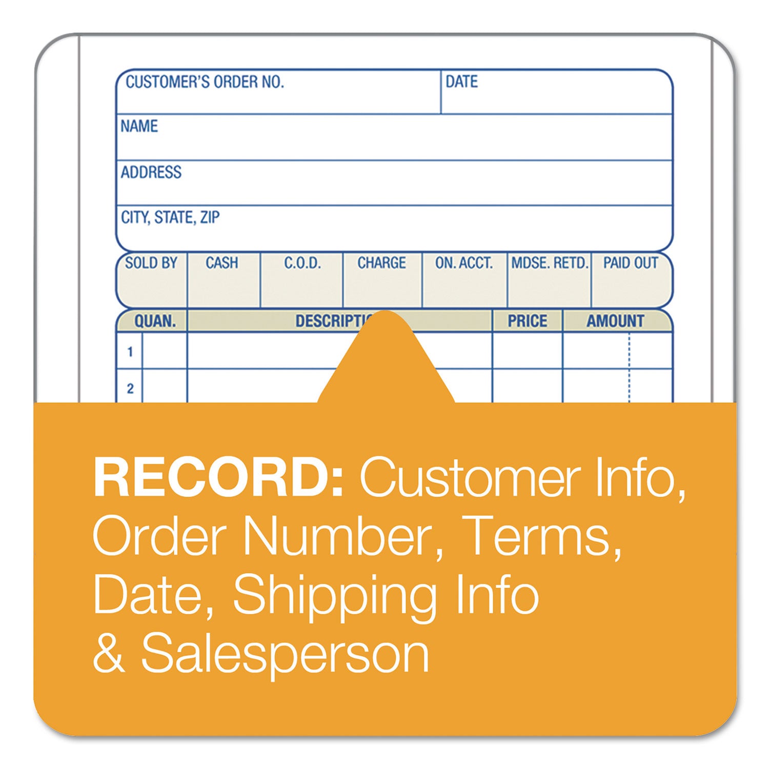 Adams® Multipart Sales Order Pad, 12 Lines, Two-Part Carbonless, 4.19 x 6.69, 50 Forms Total