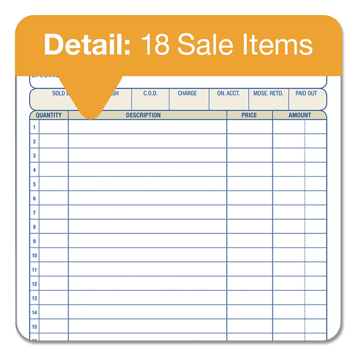 Adams® Multipart Sales Order Pad, 18 Lines, Two-Part Carbonless, 5.56 x 7.94, 50 Forms Total