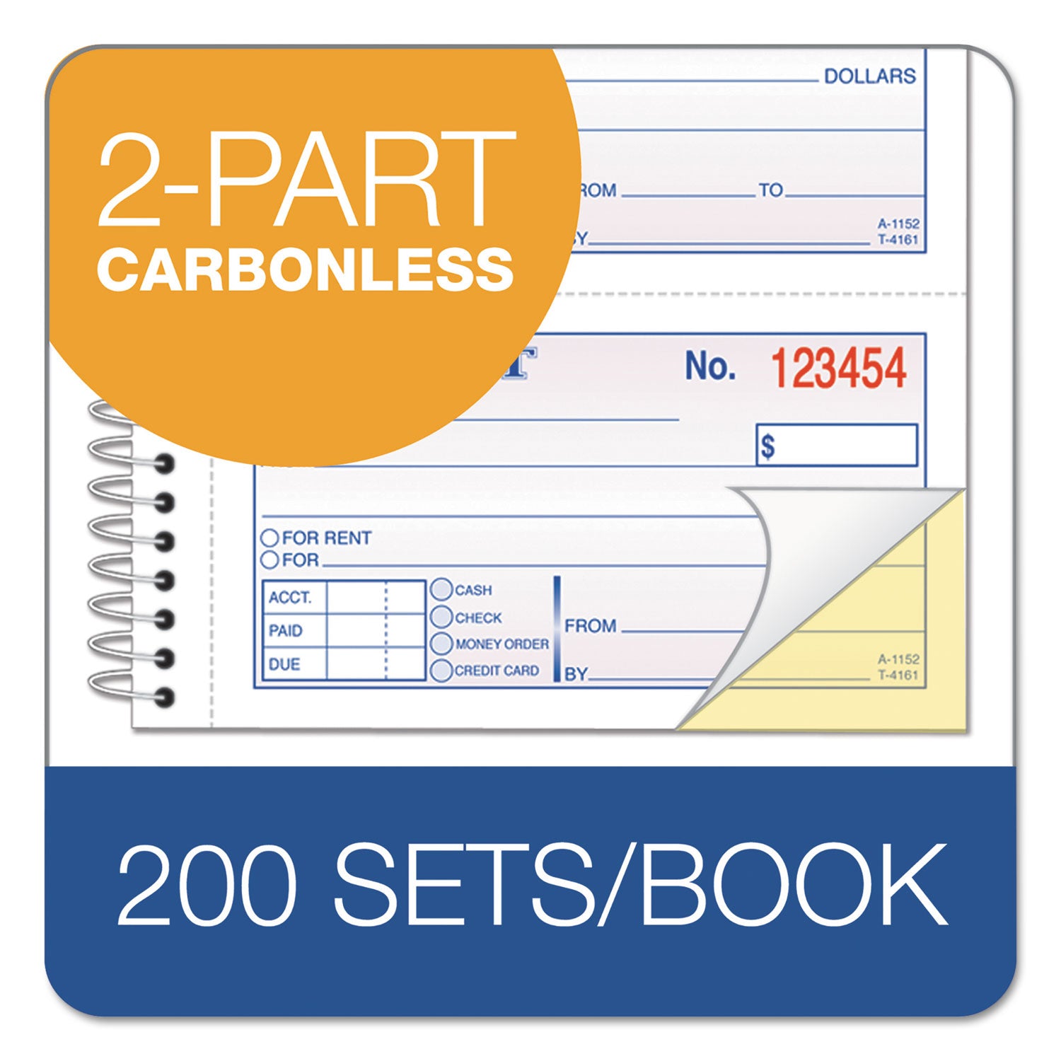 Adams® Multipart Money/Rent Receipt Book, Two-Part Carbonless, 4.75 x 2.75, 4 Forms/Sheet, 200 Forms Total