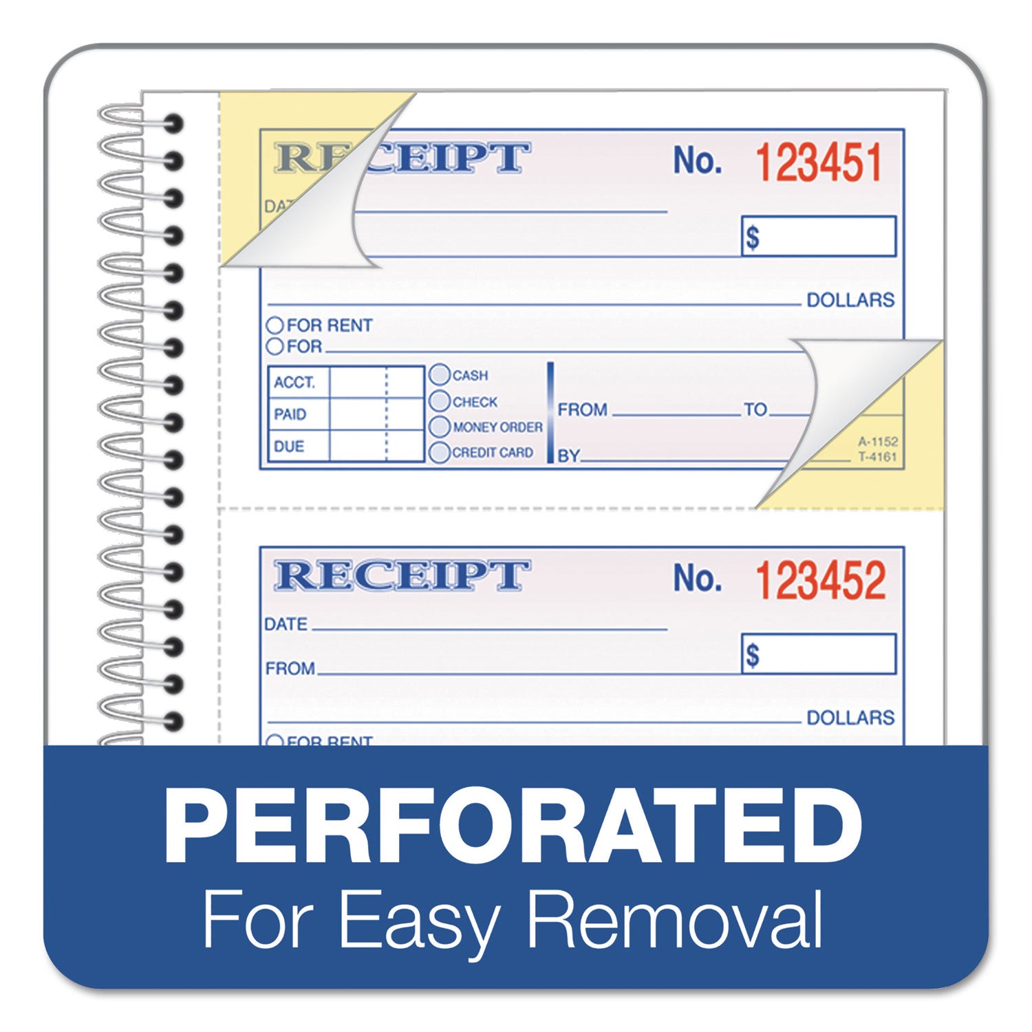 Adams® Multipart Money/Rent Receipt Book, Two-Part Carbonless, 4.75 x 2.75, 4 Forms/Sheet, 200 Forms Total