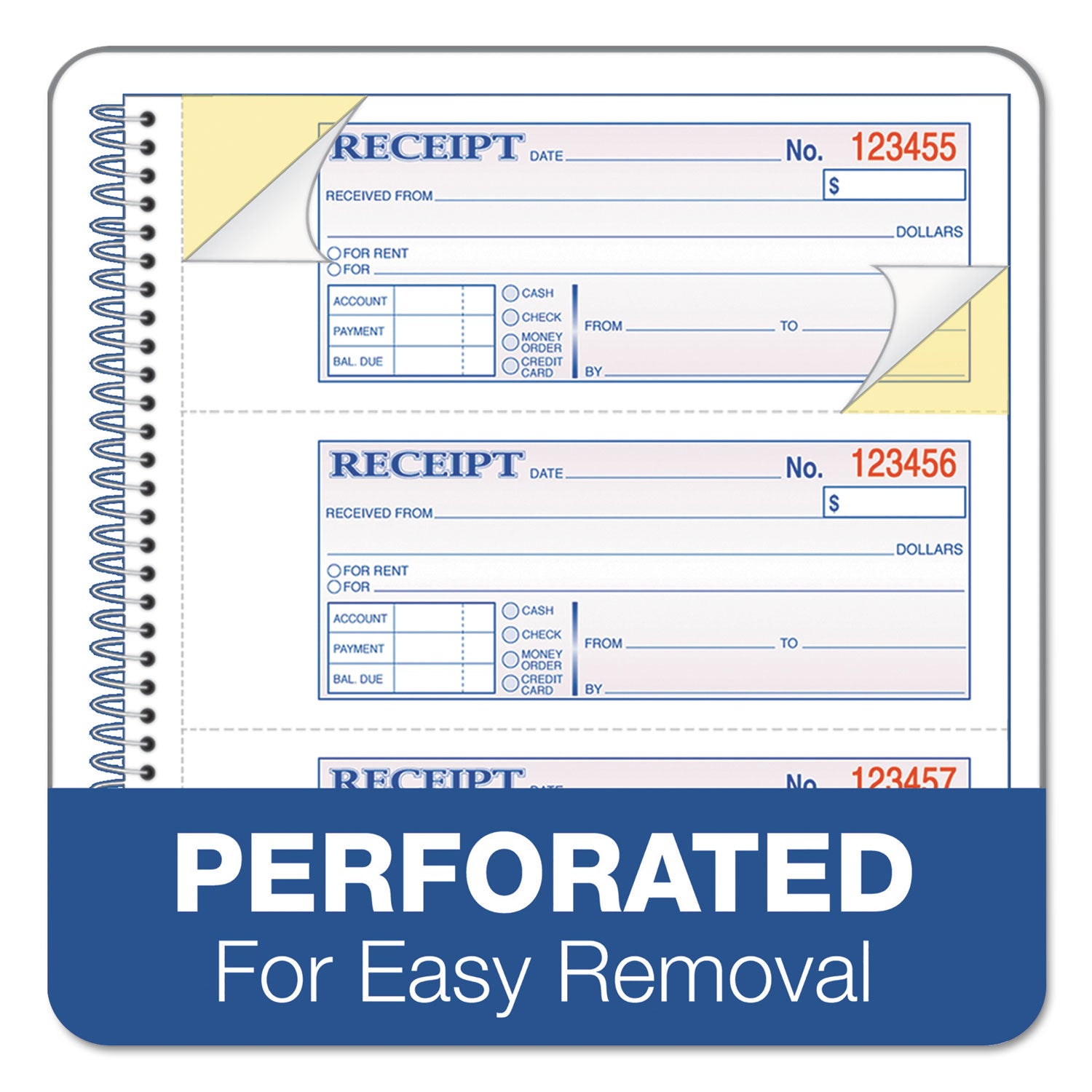 Adams® Multipart Money/Rent Receipt Book, Two-Part Carbonless, 7.13 x 2.75, 4 Forms/Sheet, 200 Forms Total