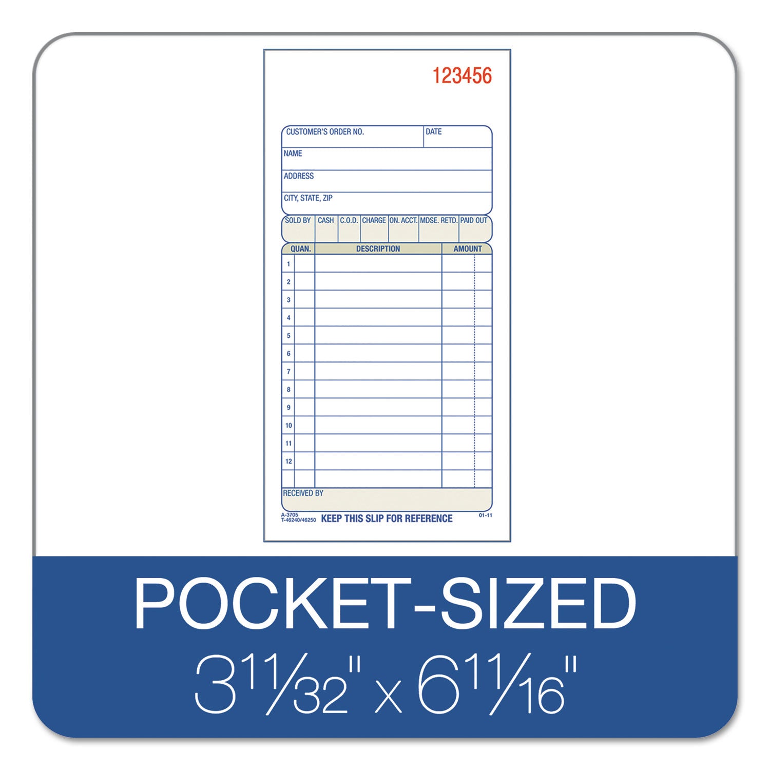 Adams® Multipart Sales Order Pad, Three-Part Carbonless, 3.25 x 7.13, 50 Forms Total