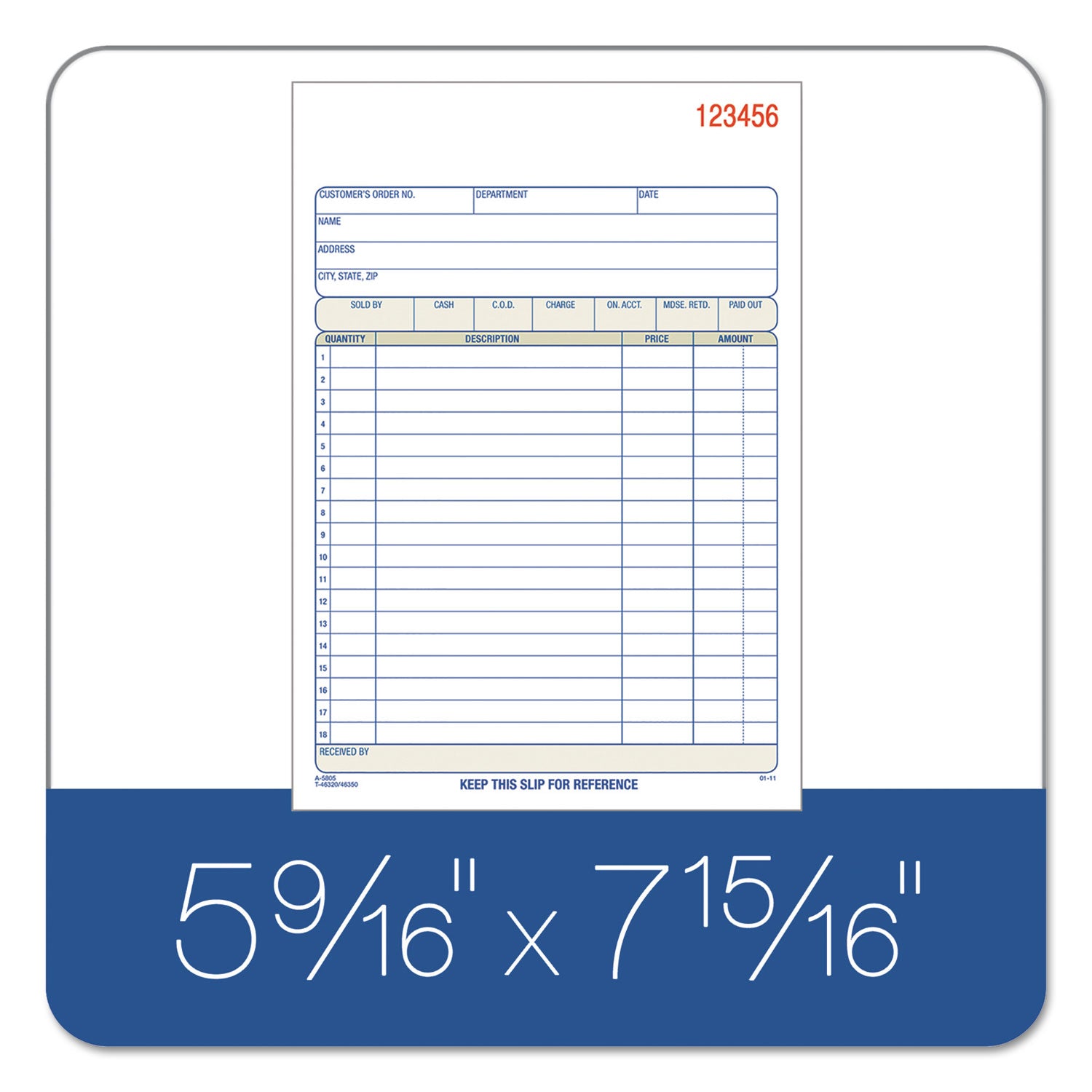 Adams® Multipart Sales Order Pad, Three-Part Carbonless, 5.56 x 7.94, 50 Forms Total