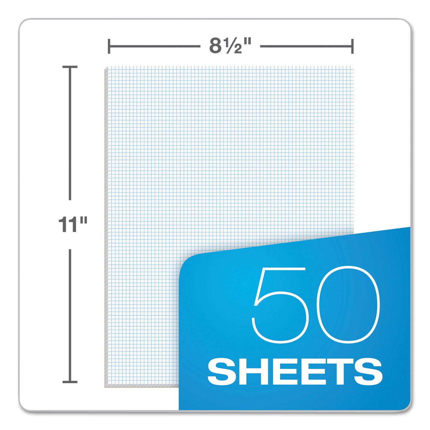 TOPS™ Quadrille Pads, Quadrille Rule (8 Sq/in), 50 White 8.5 X 11 Sheets