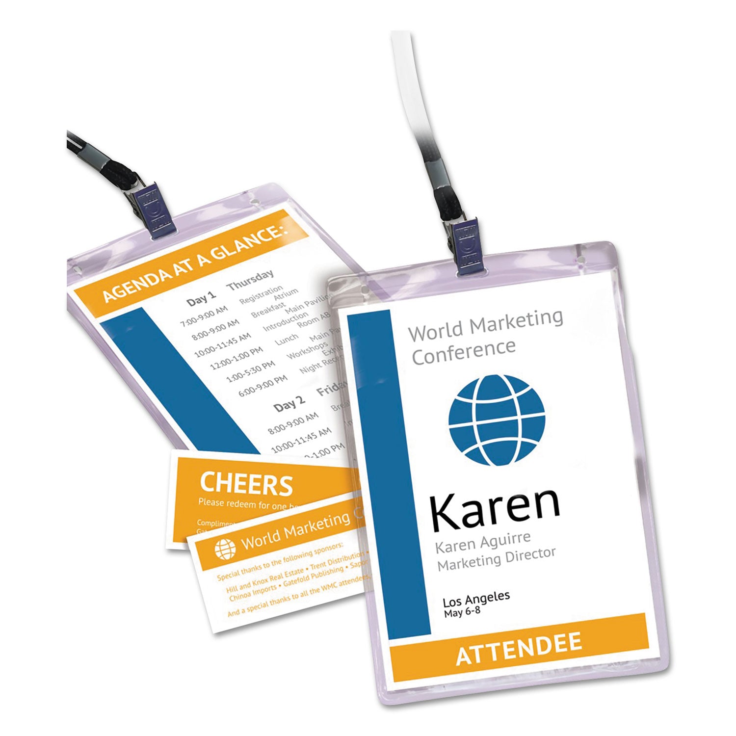 Avery® Lanyard-Style Badge Holder W/laser/inkjet Inserts, Top Load, 4.25 X 6, We, 75/pk