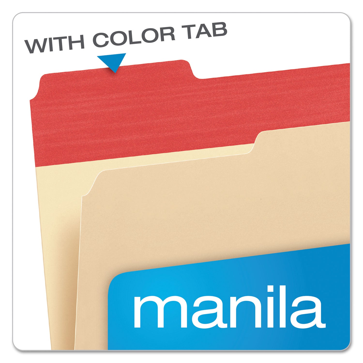 Pendaflex® Color Tab File Folders, 1/3-Cut Tabs: Assorted, Letter Size, 0.75" Expansion, Manila, 50/Box