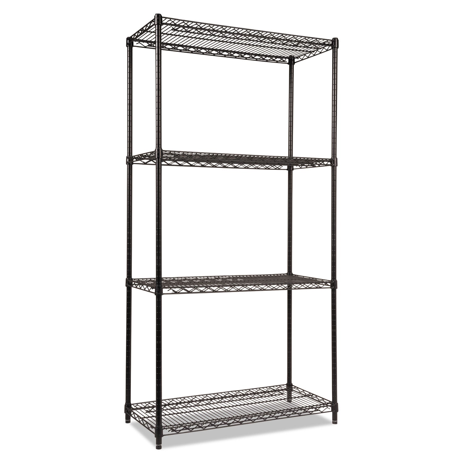 Alera® NSF Certified Industrial Four-Shelf Wire Shelving Kit, 36w x 18d x 72h, Black