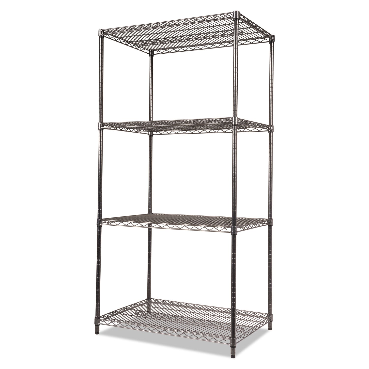 Alera® Wire Shelving Starter Kit, Four-Shelf, 36w X 24d X 72h, Black Anthracite