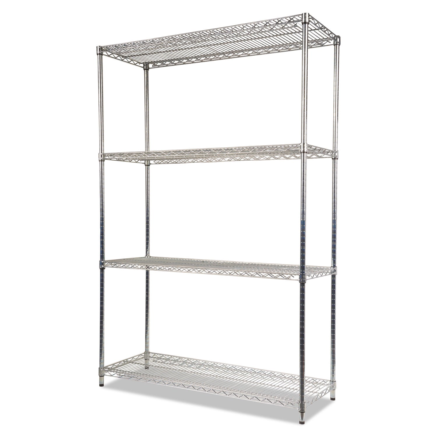 Alera® NSF Certified Industrial Four-Shelf Wire Shelving Kit, 48w x 18d x 72h, Silver