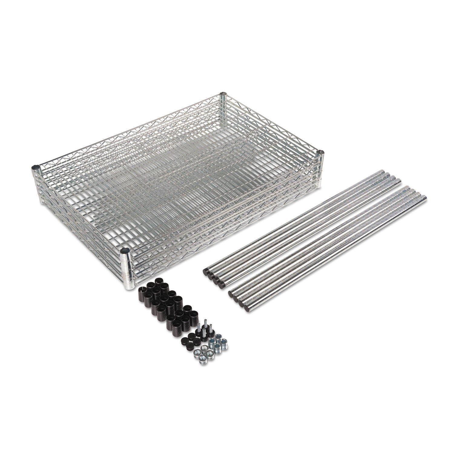 Alera® NSF Certified Industrial Four-Shelf Wire Shelving Kit, 36w x 18d x 72h, Silver