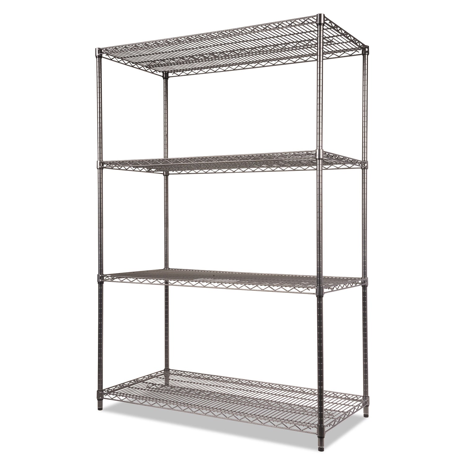 Alera® Wire Shelving Starter Kit, Four-Shelf, 48w X 24d X 72h, Black Anthracite