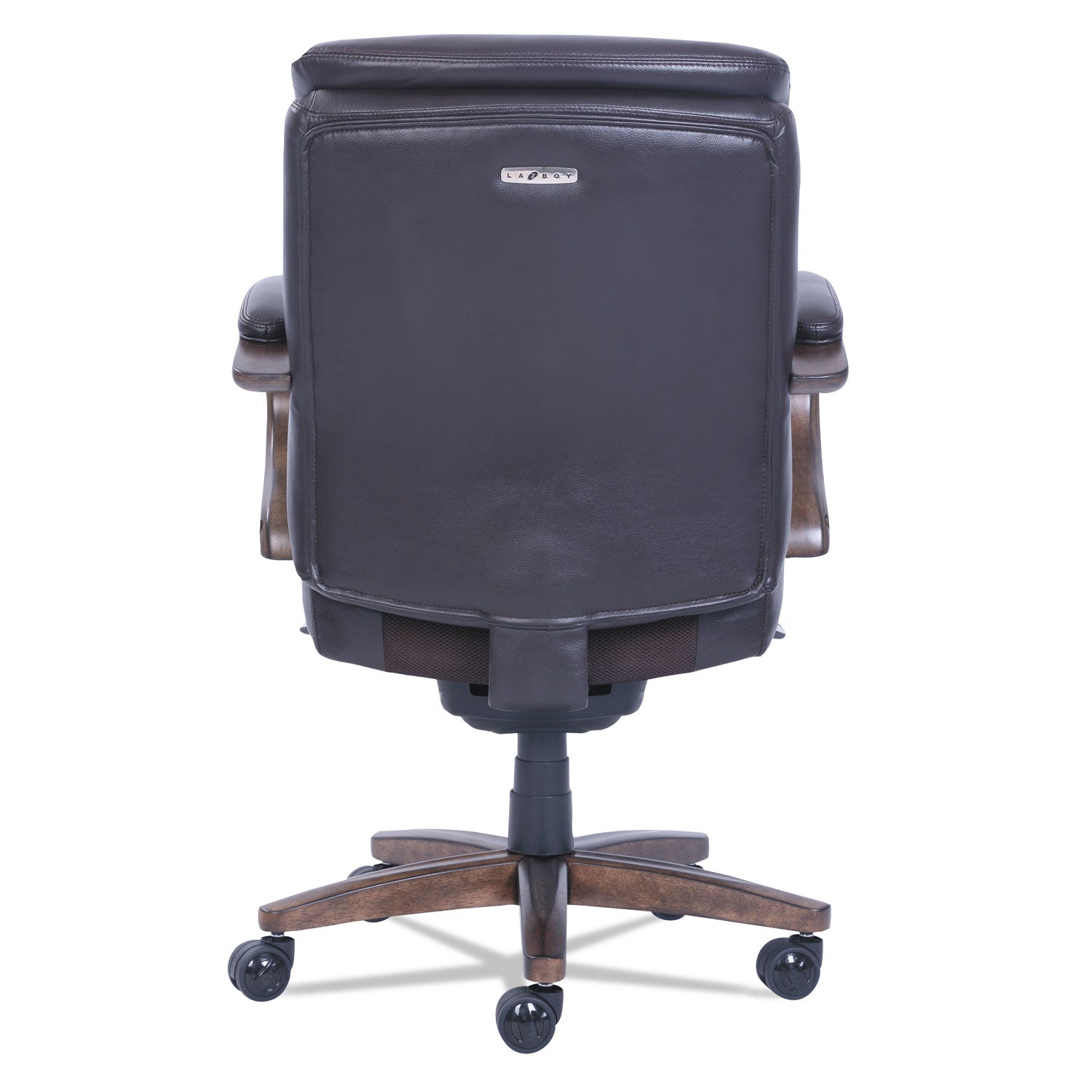 La-Z-Boy® Woodbury Mid-Back Executive Chair, Supports Up To 300 Lb, 18.75" To 21.75" Seat Height, Brown Seat/back, Weathered Sand Base