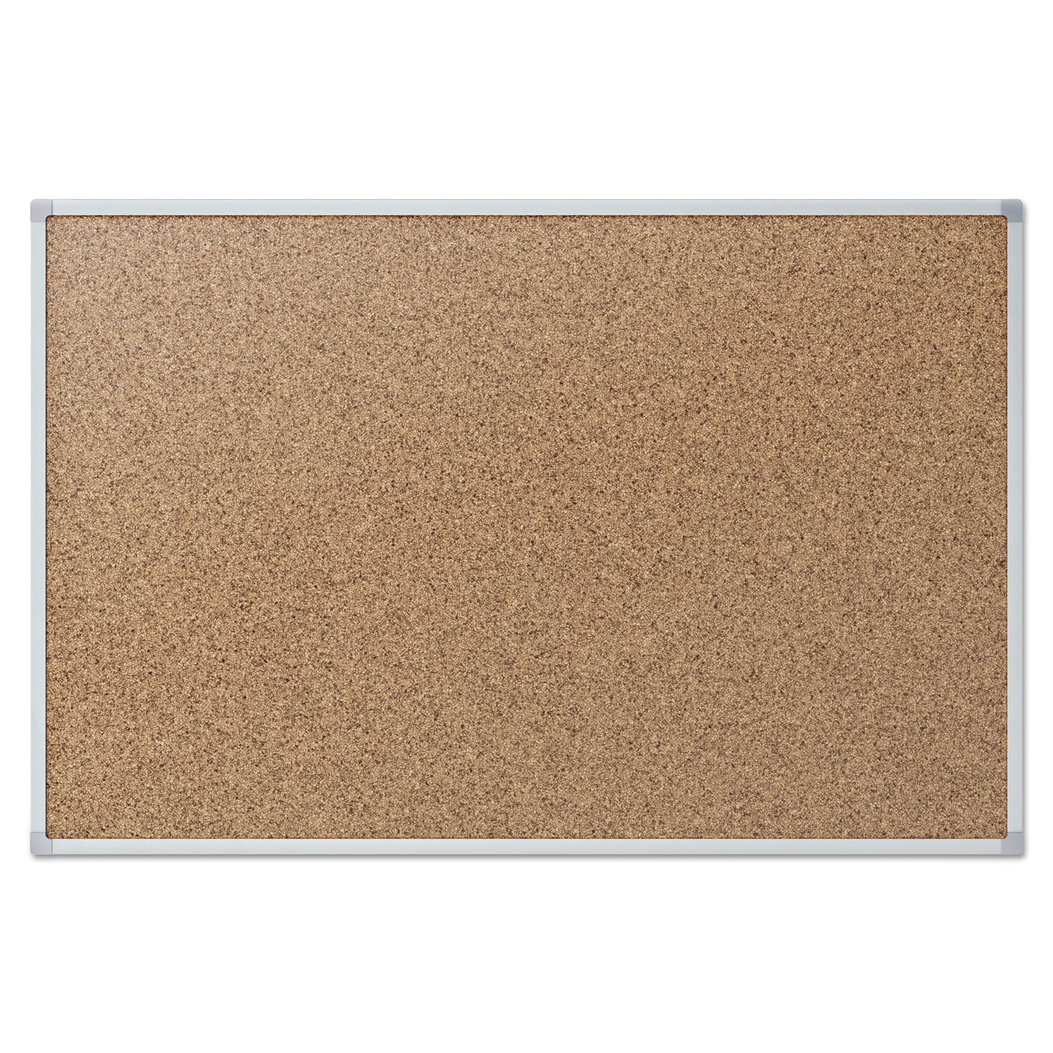 Mead® Economy Cork Board with Aluminum Frame, 24" x 18", Tan Surface, Satin Aluminum Frame