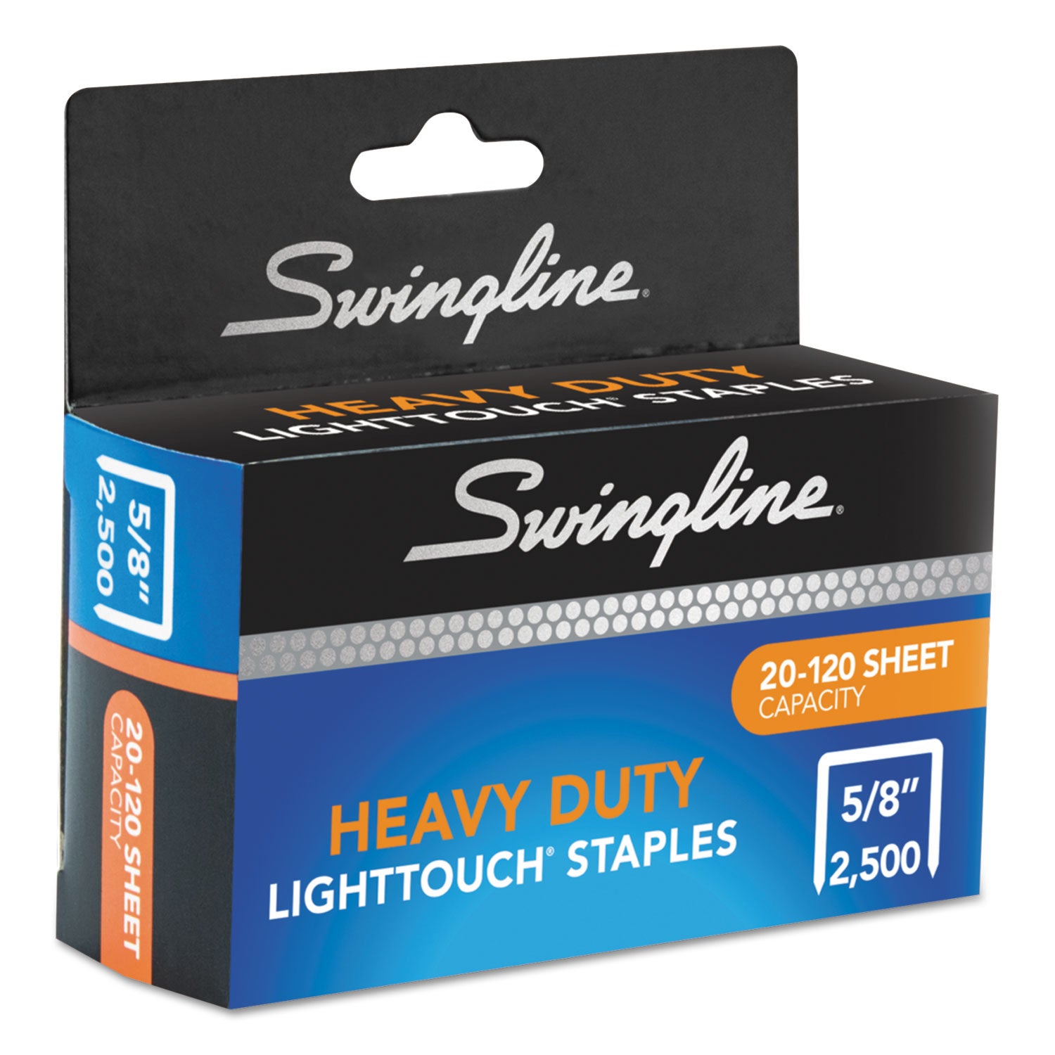 Swingline® Light Touch Heavy-Duty Staples, 0.63" Leg, 0.5" Crown, Steel, 2,500/box