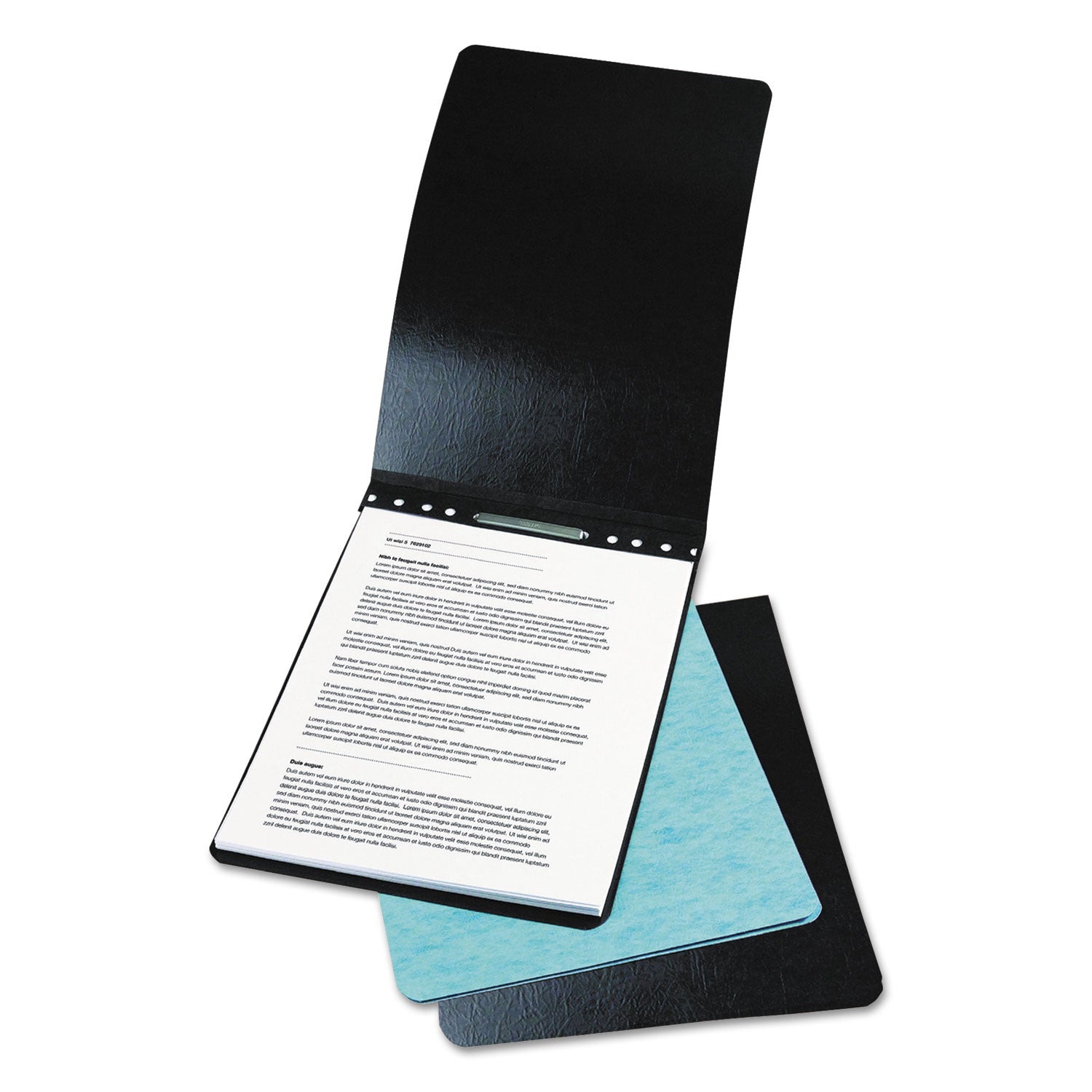 ACCO Presstex Report Cover With Tyvek Reinforced Hinge, Top Bound, Two-Piece Prong Fastener, 2" Capacity, 11 X 14, Black/black