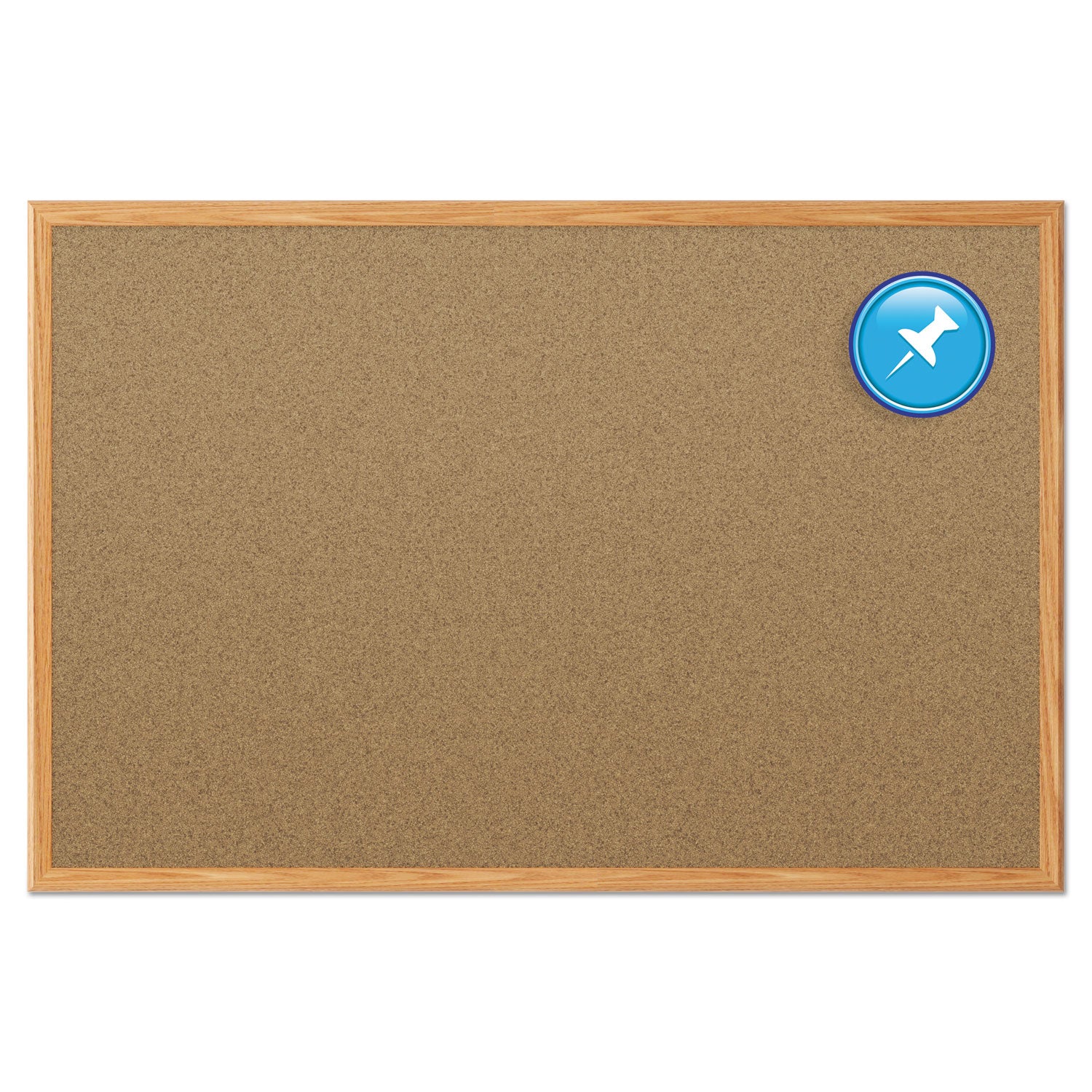 Mead® Economy Cork Board with Oak Frame, 48" x 36", Tan Surface, Oak Finished Fiberboard (MDF) Frame