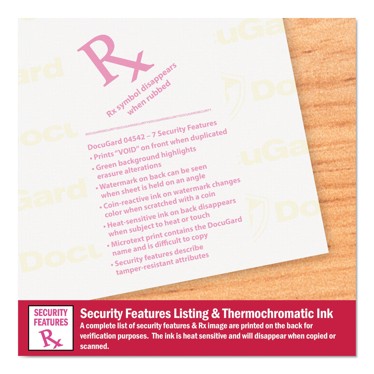 DocuGard™ Medical Security Papers, 24 lb Bond Weight, 8.5 x 11, Green, 500/Ream