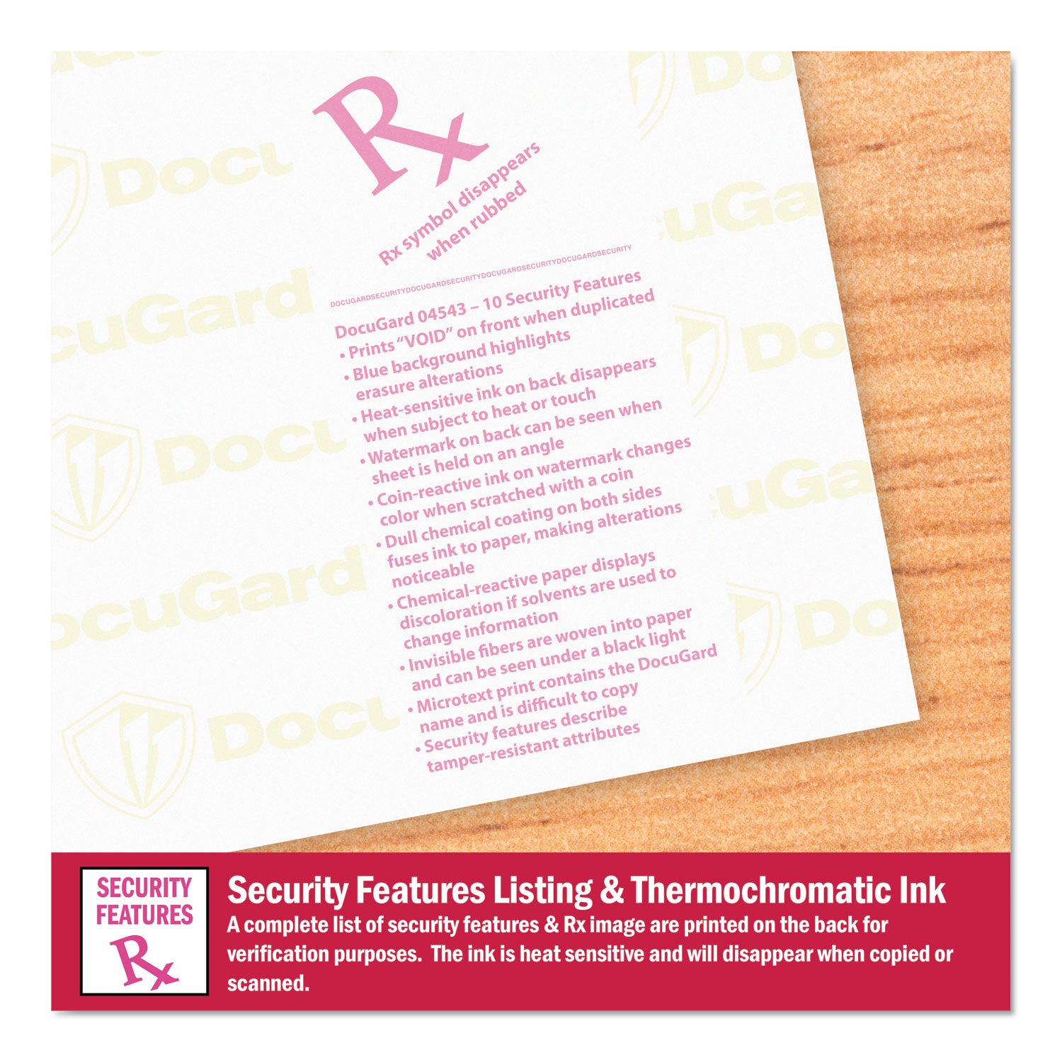 DocuGard™ Medical Security Papers, 24 lb Bond Weight, 8.5 x 11, Blue, 500/Ream