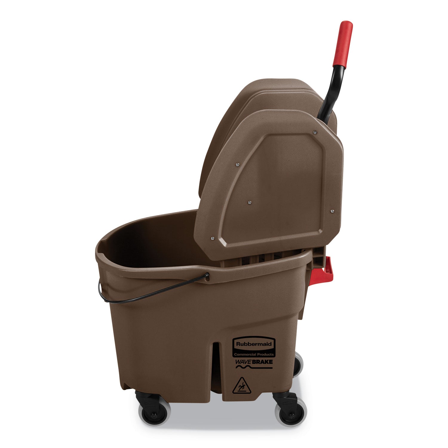Rubbermaid® Commercial Wavebrake 2.0 Bucket/wringer Combos, Down-Press, 35 Qt, Plastic, Brown