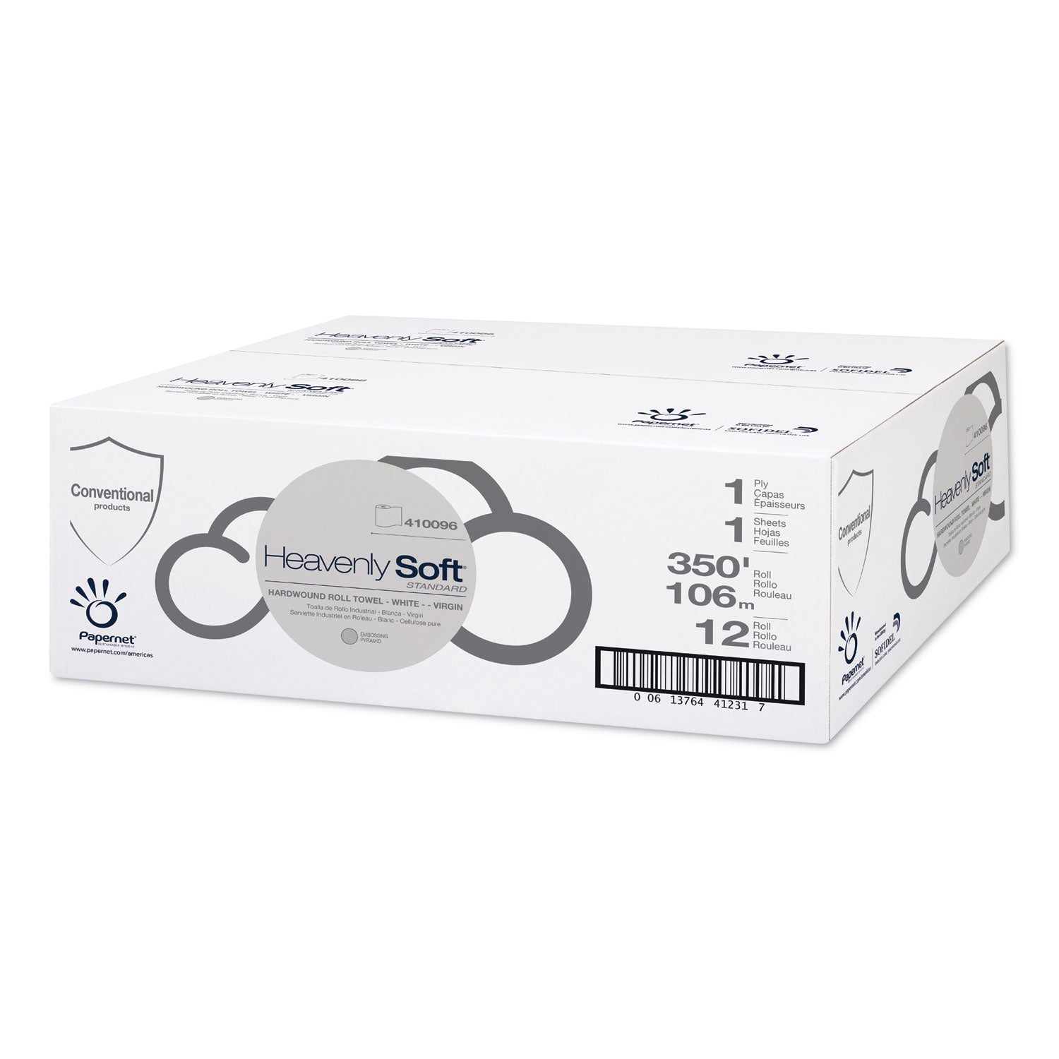 Papernet® Heavenly Soft Hardwound Paper Towel, Standard, 1-Ply, 7.8" x 350 ft, White, 12 Rolls/Carton