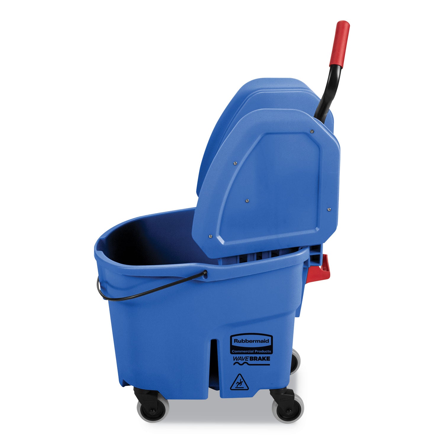 Rubbermaid® Commercial WaveBrake 2.0 Bucket/Wringer Combos, Down-Press, 35 qt, Plastic, Blue