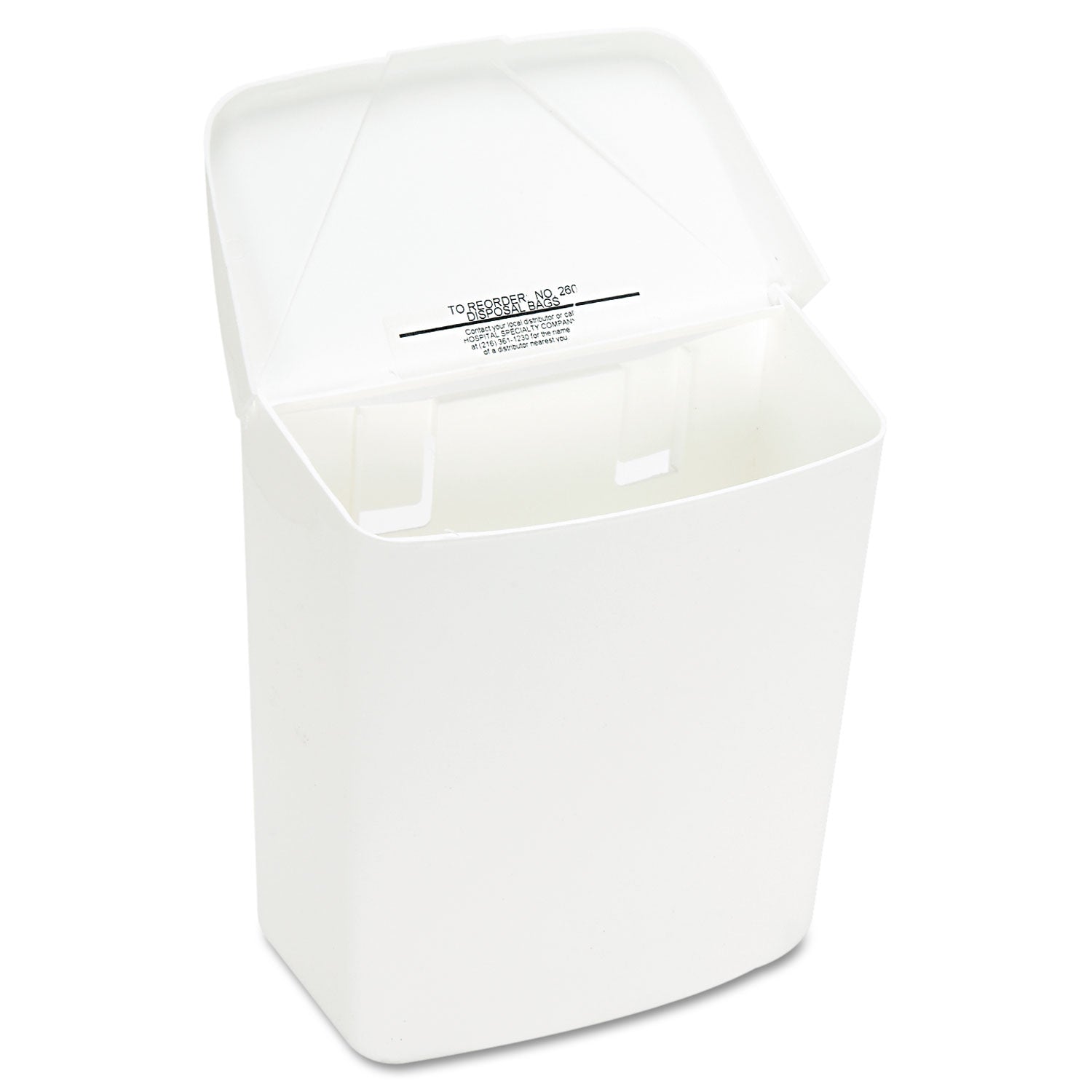 HOSPECO® Wall Mount Sanitary Napkin Receptacle-PPC, 1 gal, PPC Plastic, White