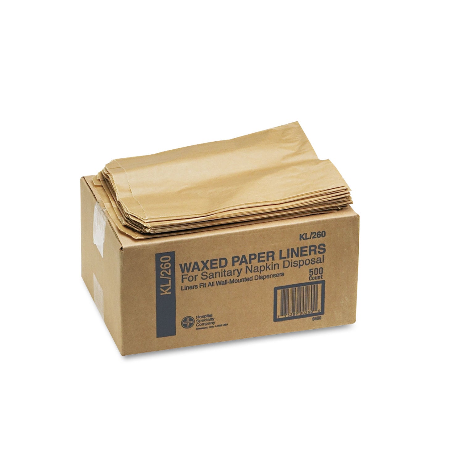 HOSPECO® Napkin Receptacle Liners, 7.5" X 3" X 10.5", Brown, 500/carton