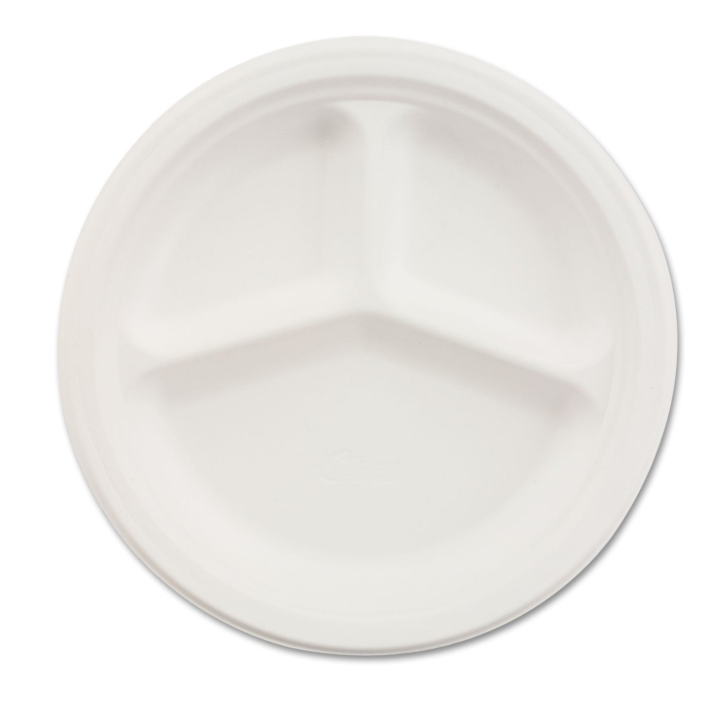 Paper Dinnerware, 3-Compartment Plate, 9.25" dia, White, 500/Carton