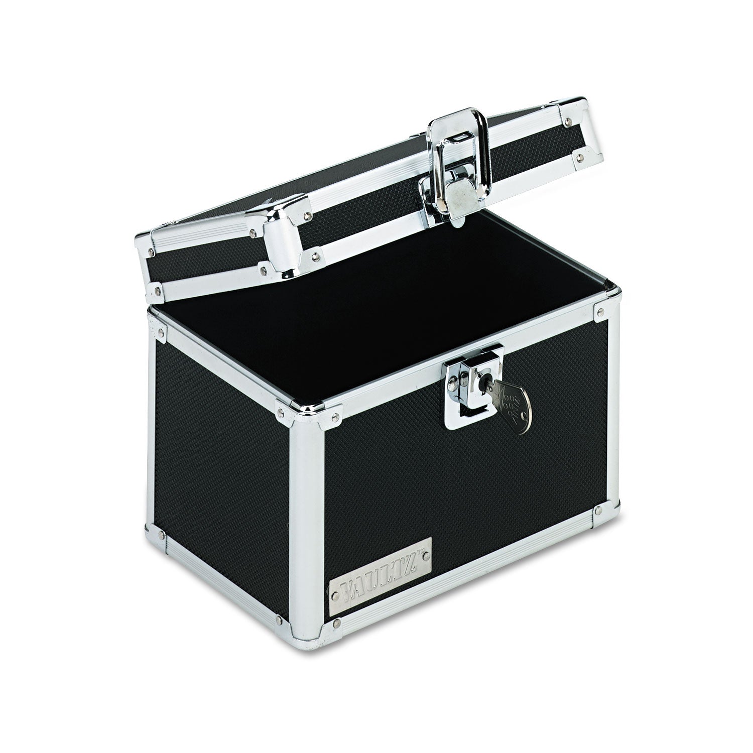 Vaultz Locking Index Card File with Flip Top, Holds 450 4 x 6 Cards, 7 x 5 x 5, Black