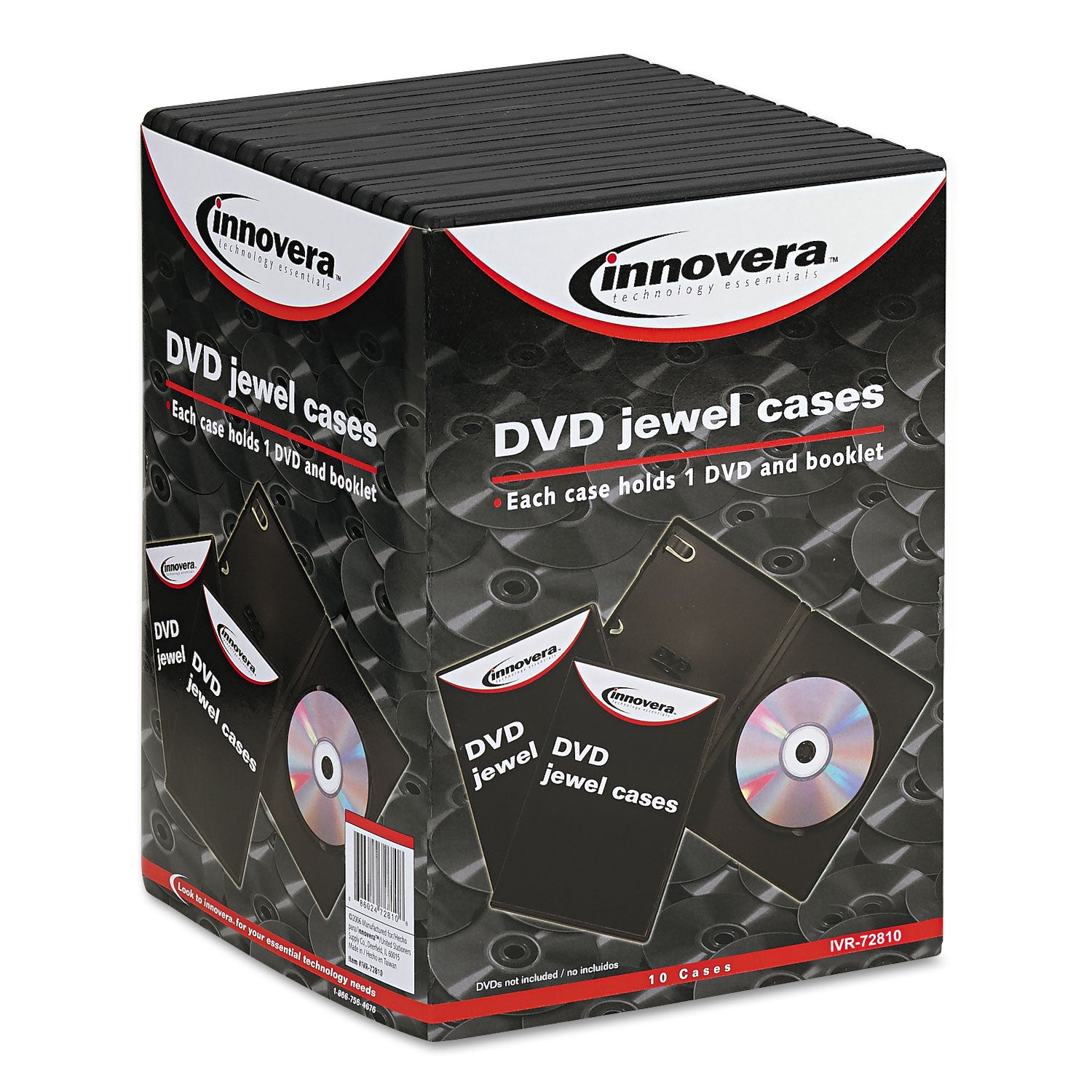 Innovera® Standard Dvd Case, Black, 10/pack