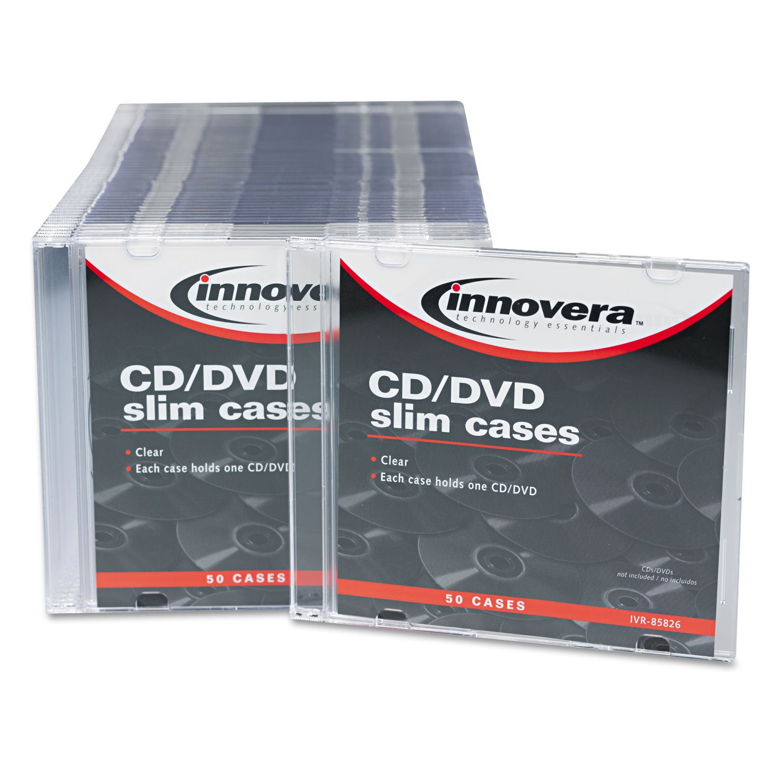 Innovera® Cd/dvd Slim Jewel Cases, Clear/black, 50/pack
