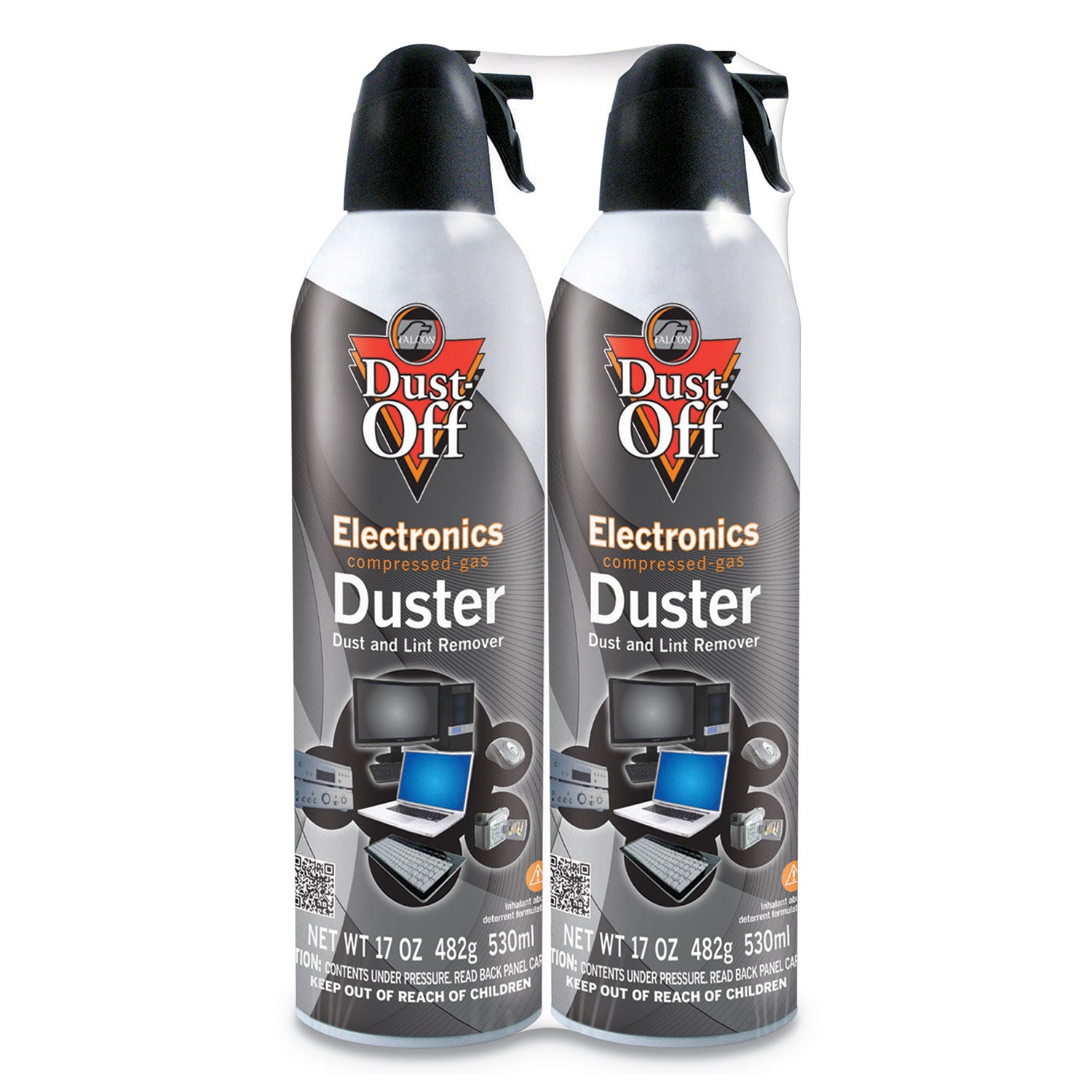 Disposable Compressed Air Duster, 17 oz Can, 2/Pack