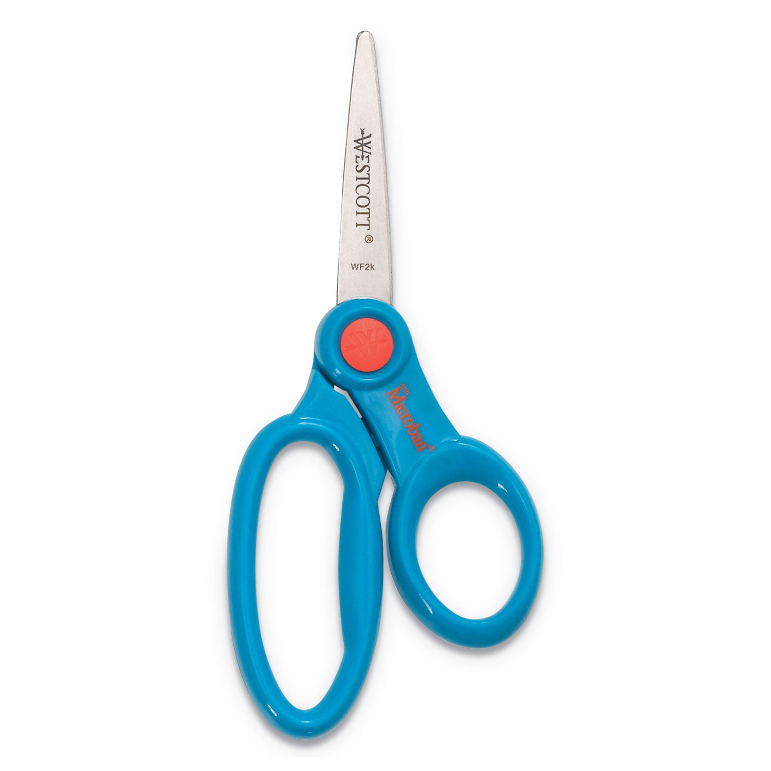 Westcott® Kids' Scissors with Antimicrobial Protection, Pointed Tip, 5" Long, 2" Cut Length, Straight Assorted Color Handles, 12/Pack