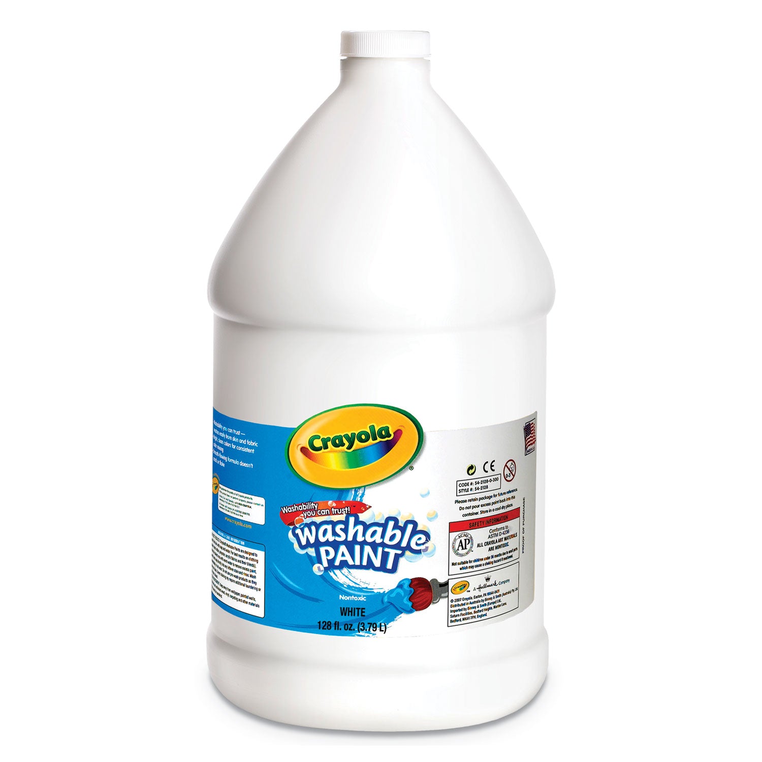 Washable Paint, White, 1 gal Bottle
