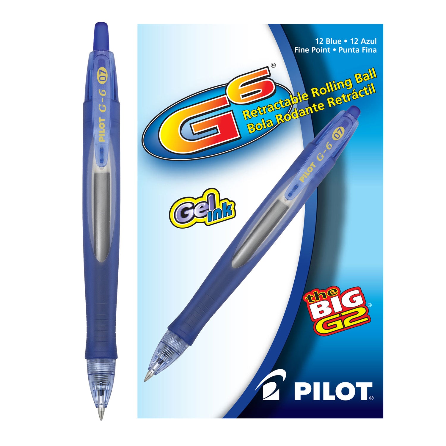 Pilot® G6 Gel Pen, Retractable, Fine 0.7 Mm, Blue Ink, Blue Barrel
