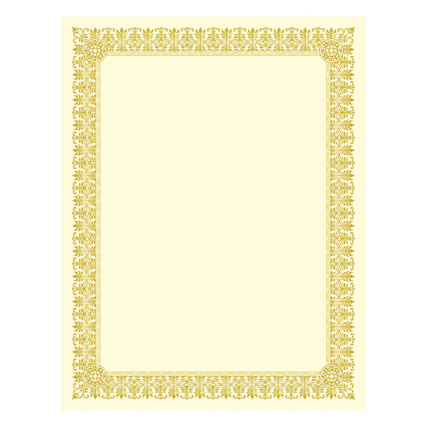 Premium Certificates, 8.5 x 11, Ivory/Gold with Fleur Gold Foil Border, 15/Pack