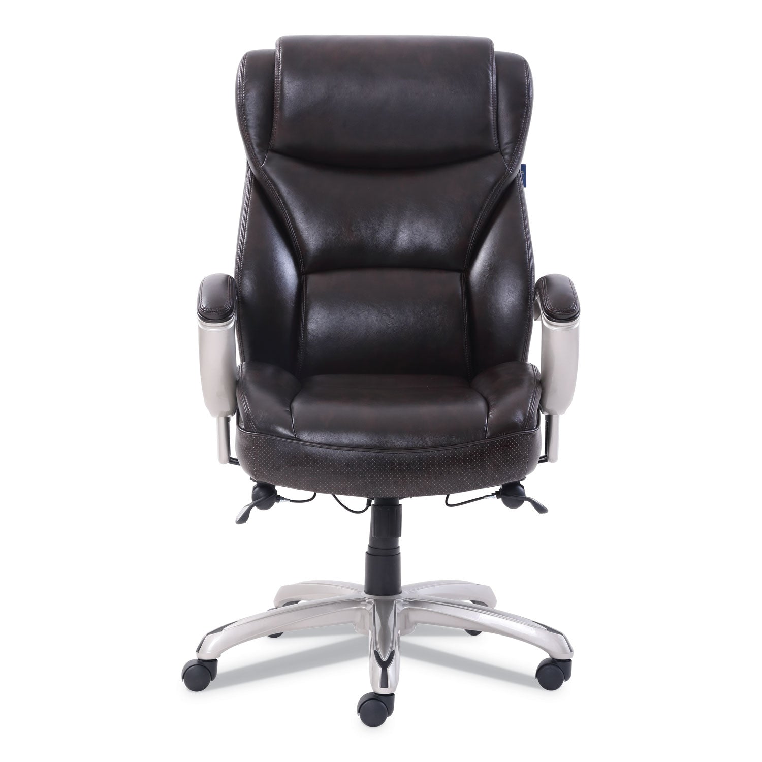 SertaPedic® Emerson Big And Tall Task Chair, Supports Up To 400 Lb, 19.5" To 22.5" Seat Height, Brown Seat/back, Silver Base