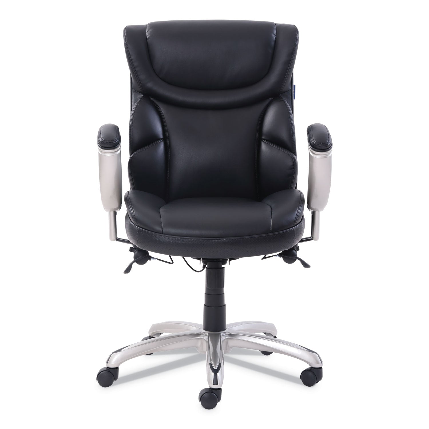 SertaPedic® Emerson Task Chair, Supports Up To 300 Lb, 18.75" To 21.75" Seat Height, Black Seat/back, Silver Base