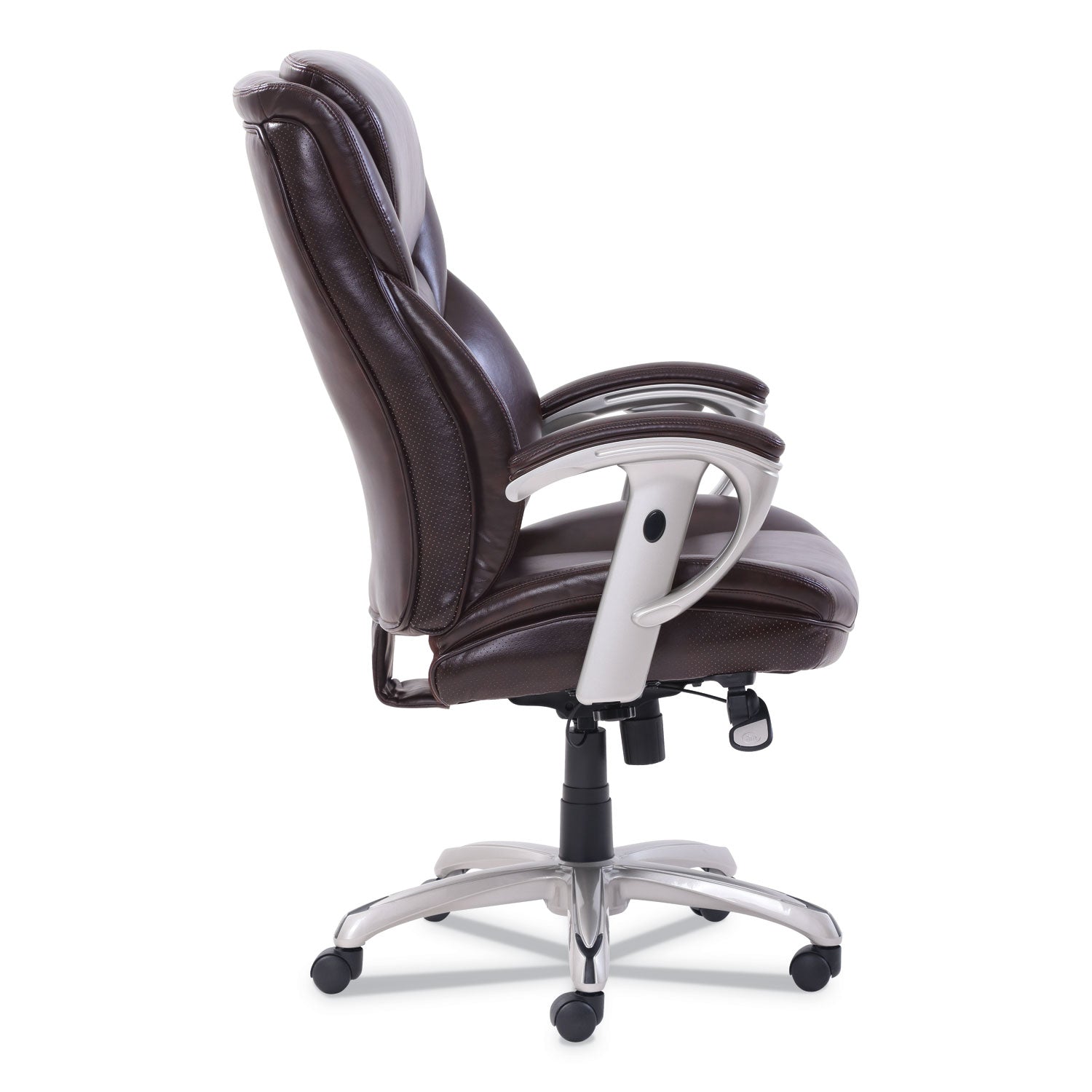 SertaPedic® Emerson Executive Task Chair, Supports Up To 300 Lb, 19" To 22" Seat Height, Brown Seat/back, Silver Base